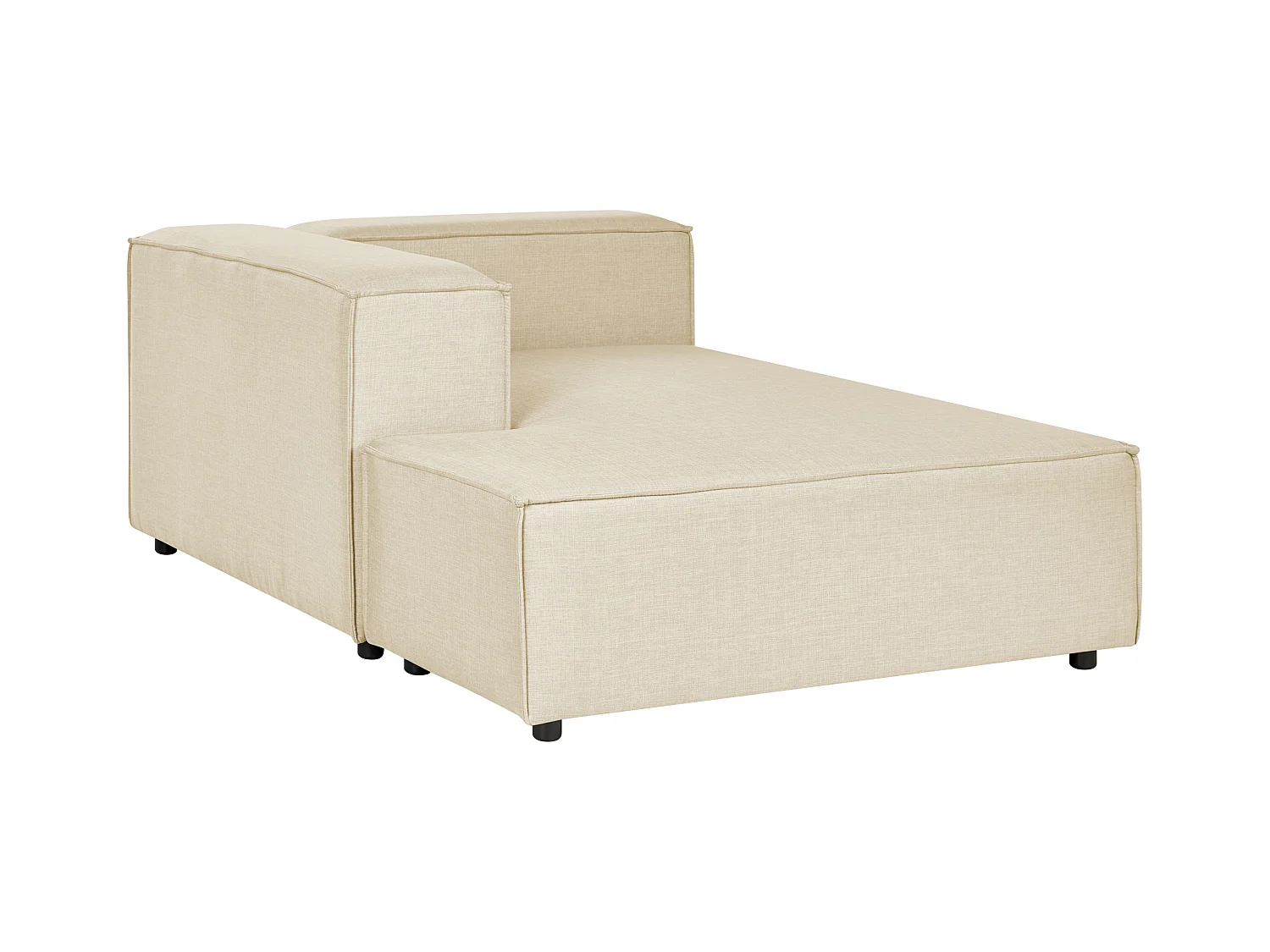 Modul-Ecksofa Leinen beige 3-Sitzer Sofa mit Chaiselongue rechtsseitig Aprica