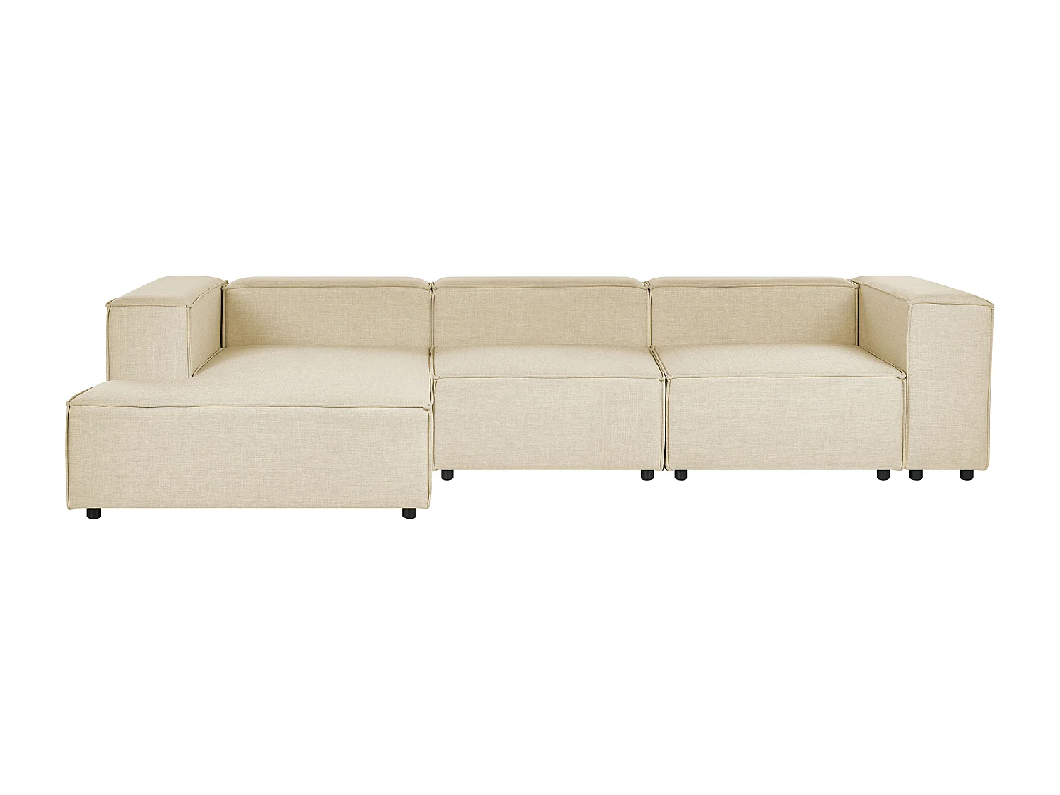 Canapé d'angle modulable APRICA Lin synthétique Beige 3 places Côté droit