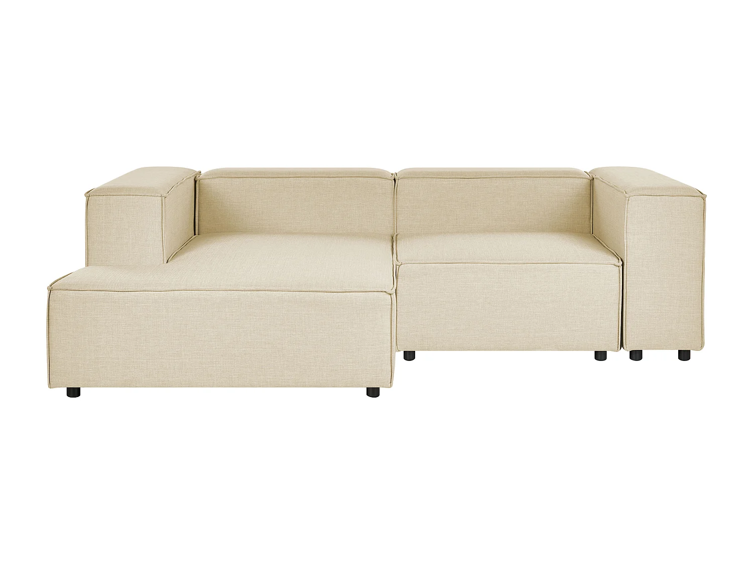 Modul-Ecksofa Leinen beige 2-Sitzer Sofa mit Chaiselongue rechtsseitig Aprica