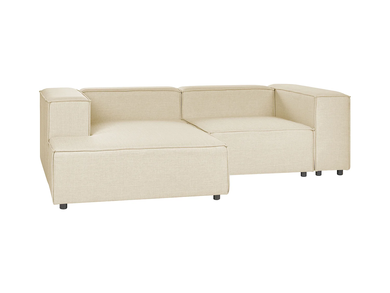 Modul-Ecksofa Leinen beige 2-Sitzer Sofa mit Chaiselongue rechtsseitig Aprica