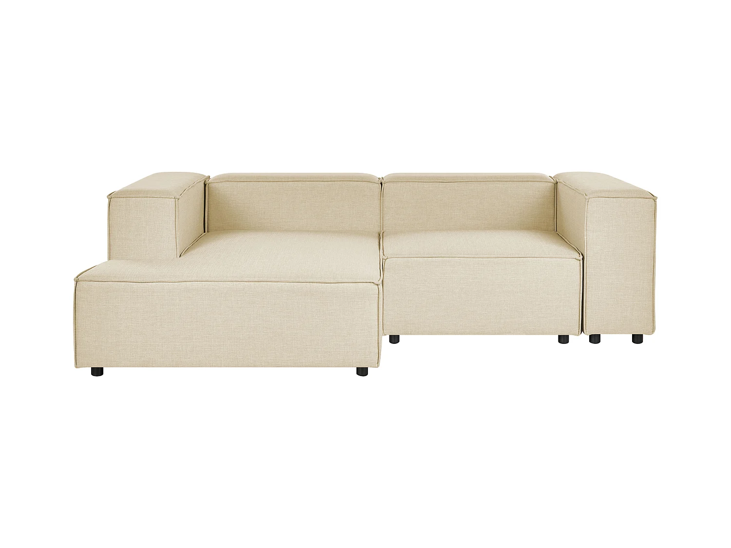 Modul-Ecksofa Leinen beige 2-Sitzer Sofa mit Chaiselongue rechtsseitig Aprica