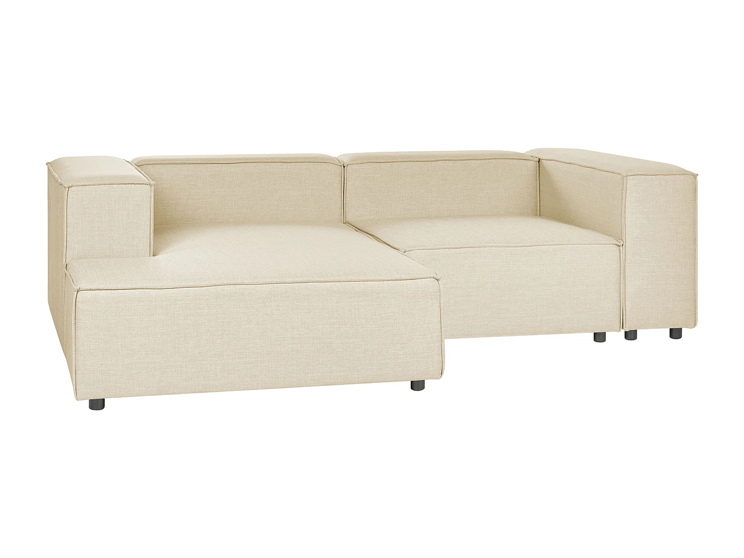 Canapé d\'Angle Moderne Côté gauche 2 Places Modulable en Lin Beige Aprica