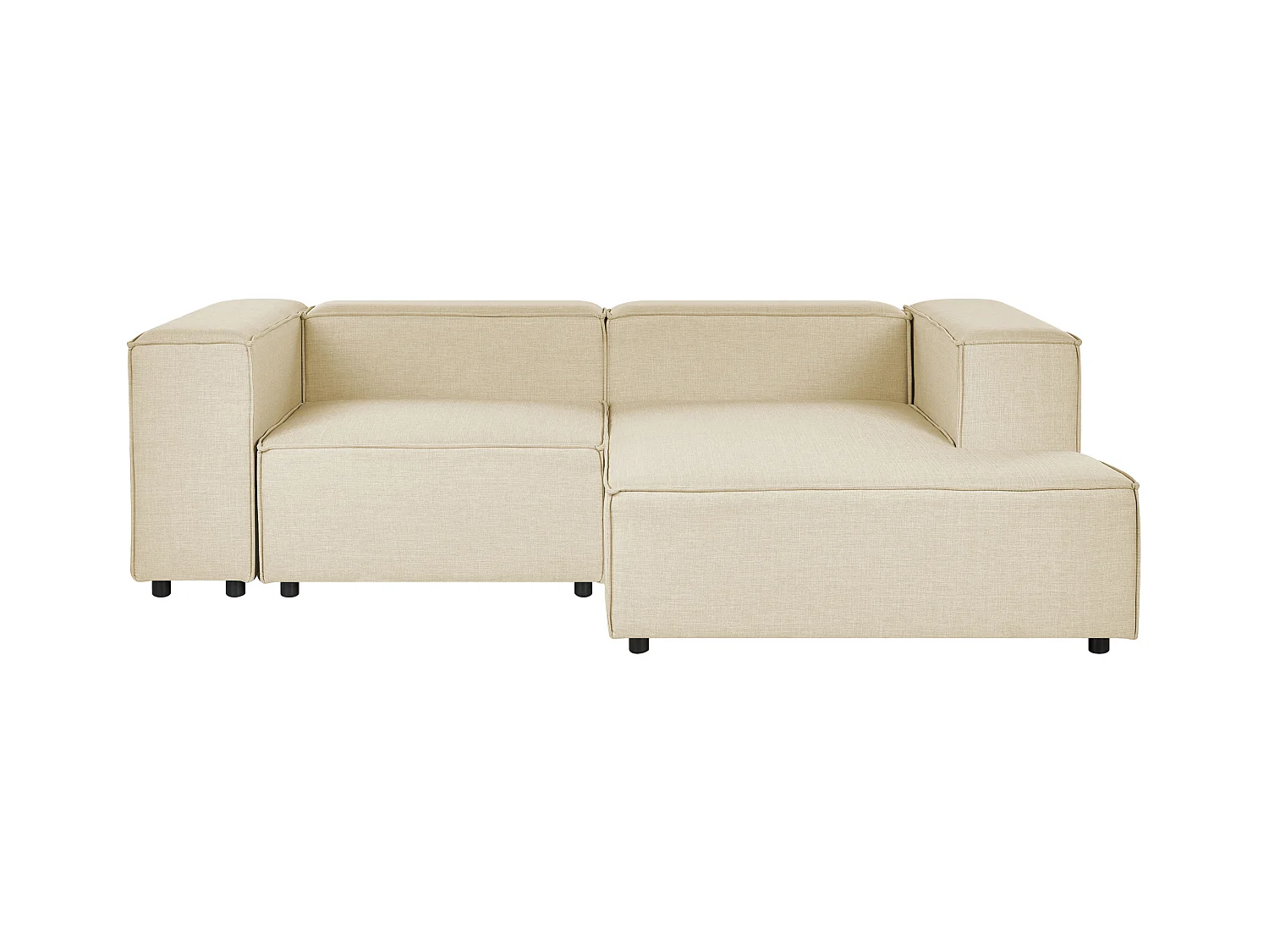 Modul-Ecksofa Leinen beige 2-Sitzer Sofa mit Chaiselongue linksseitig Aprica