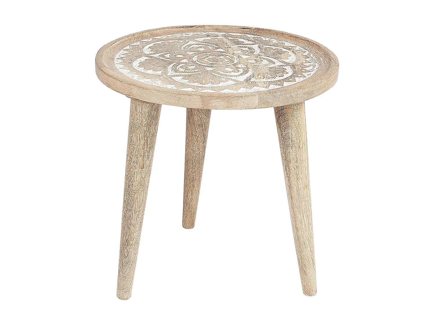 Lot de 2 tables d'appoint SAKITA Bois de manguier Marron/blanc