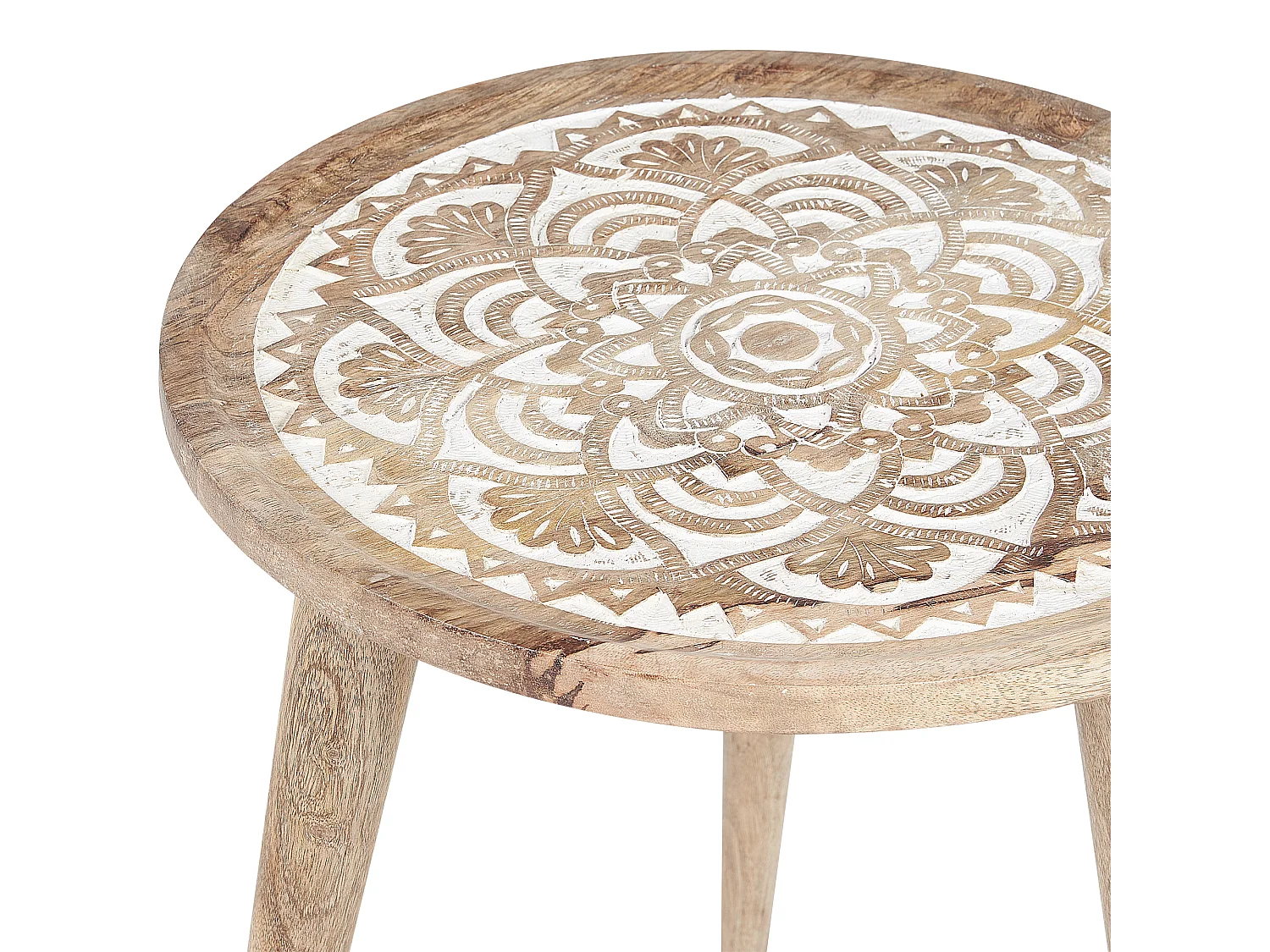 Lot de 2 tables d'appoint SAKITA Bois de manguier Marron/blanc