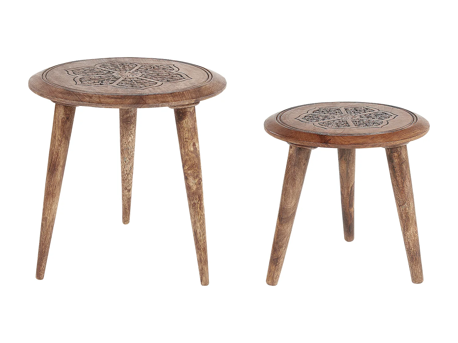 Lot de 2 tables d'appoint TURUA Bois de manguier Marron
