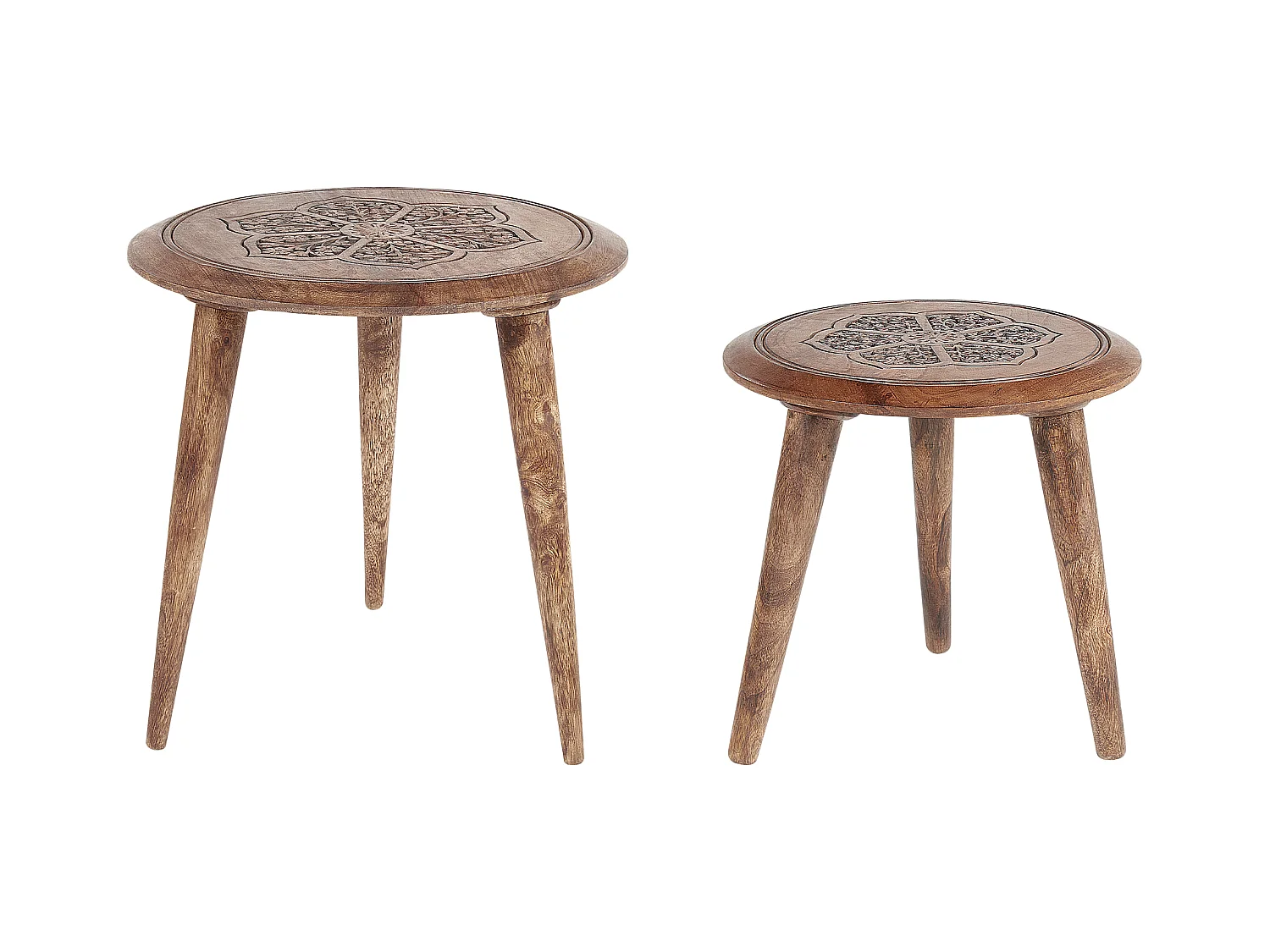 Lot de 2 tables d'appoint TURUA Bois de manguier Marron