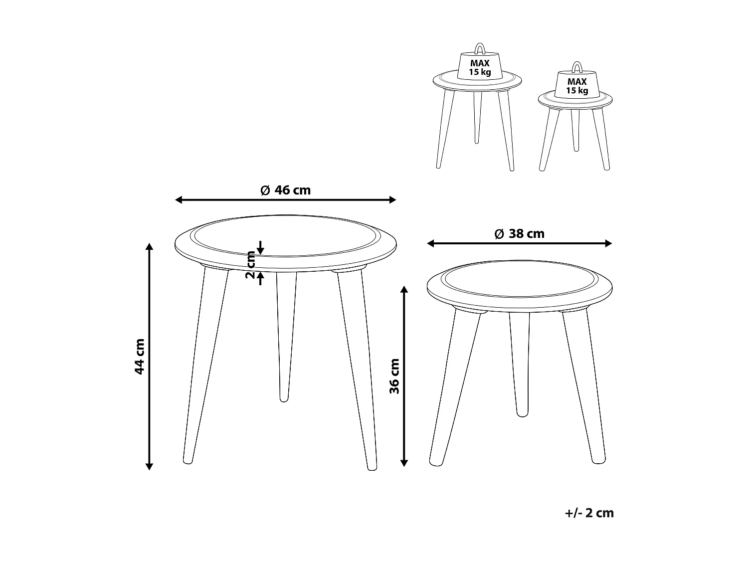 Lot de 2 tables d'appoint TURUA Bois de manguier Marron