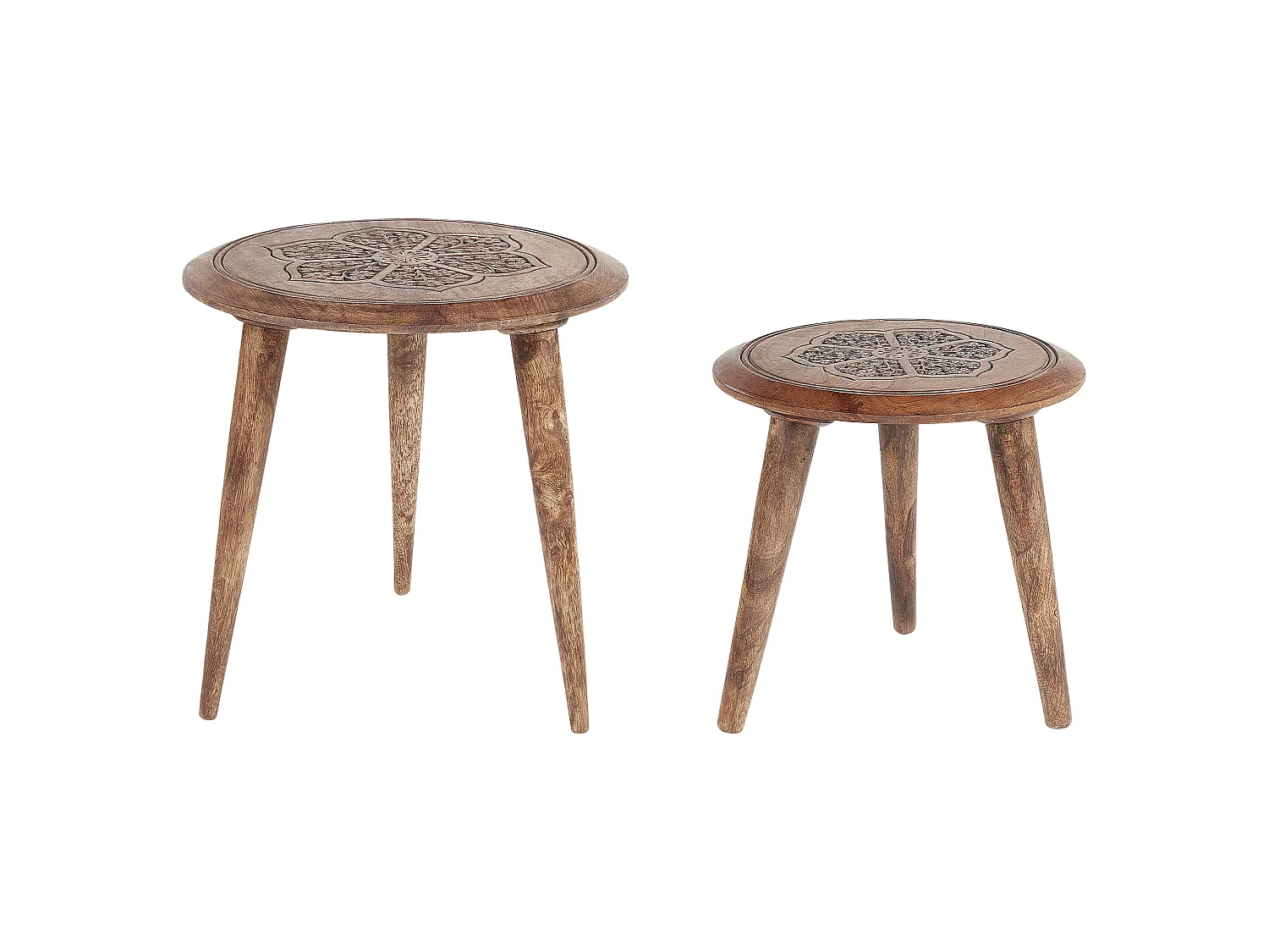 Lot de 2 tables d'appoint TURUA Bois de manguier Marron