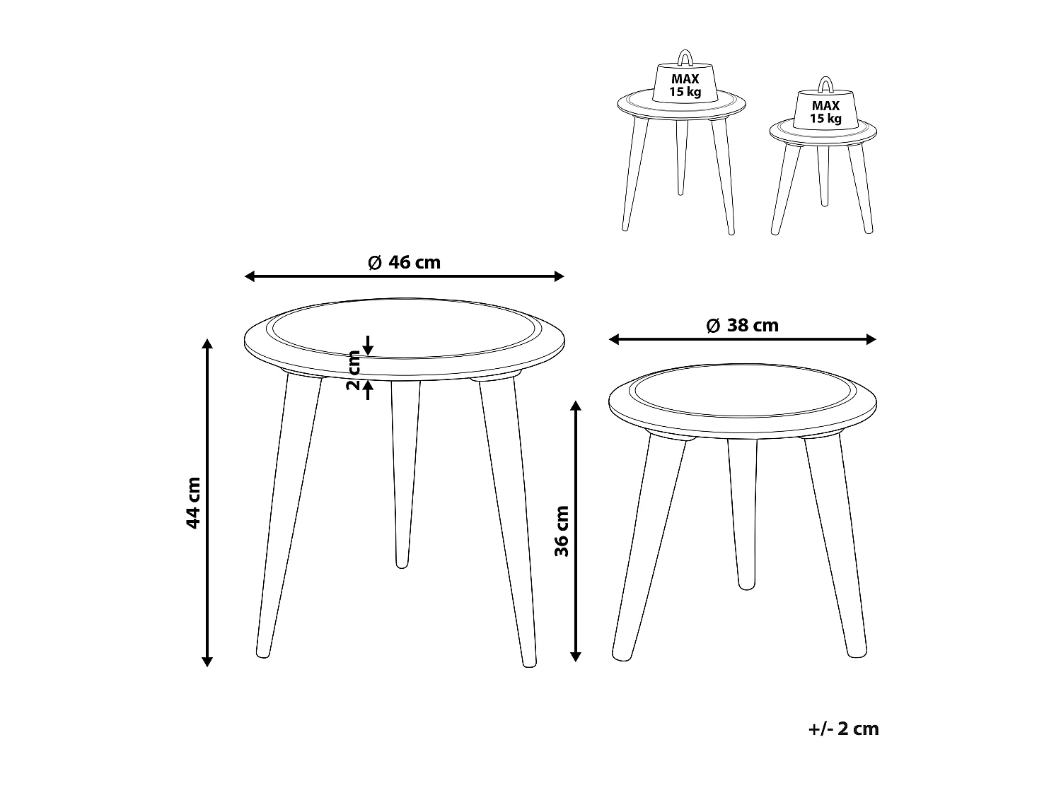 Lot de 2 tables d'appoint TURUA Bois de manguier Marron
