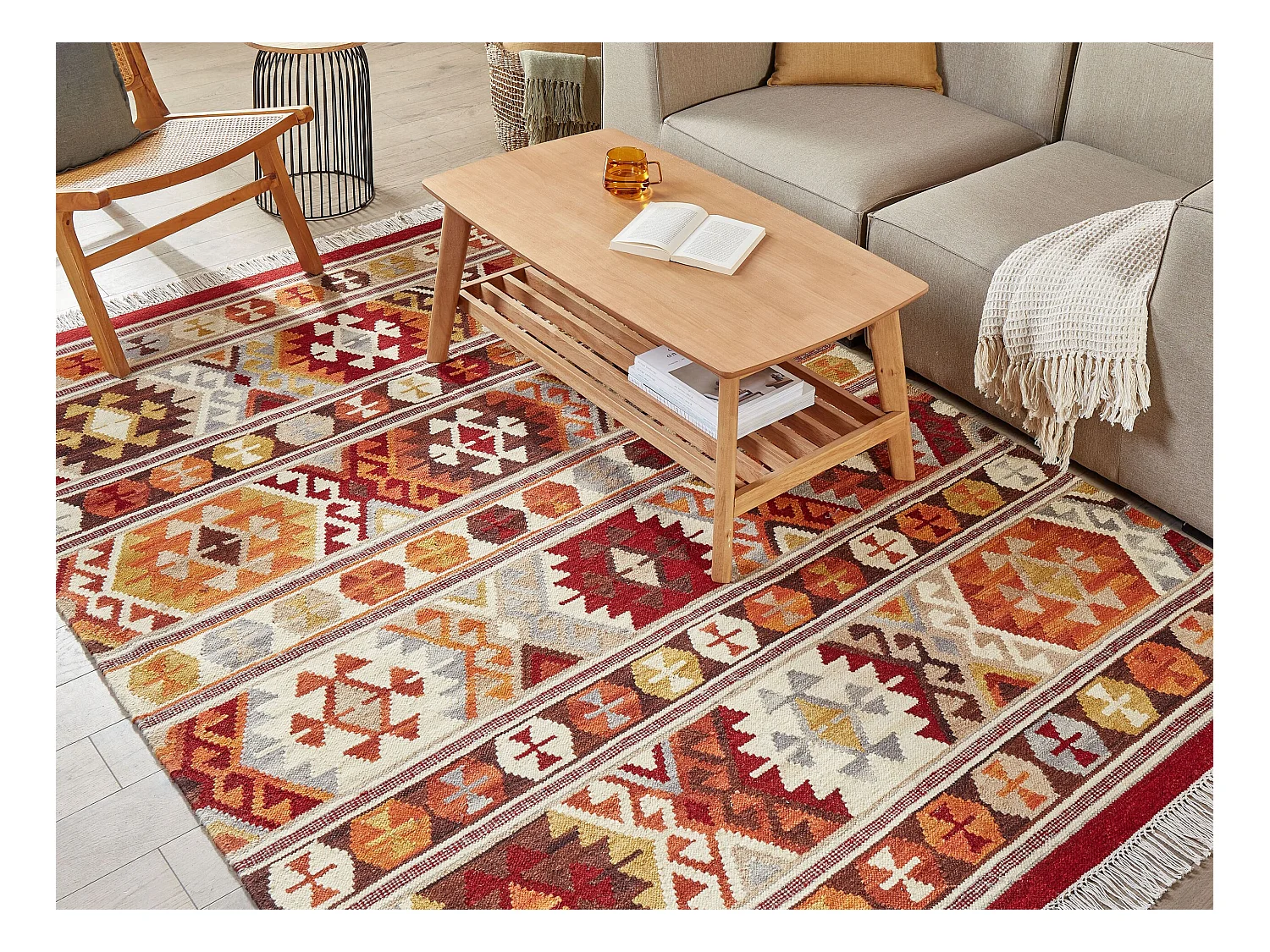 Tapis AYGAVAN Multicolore 160 x 230 cm Laine Kilim