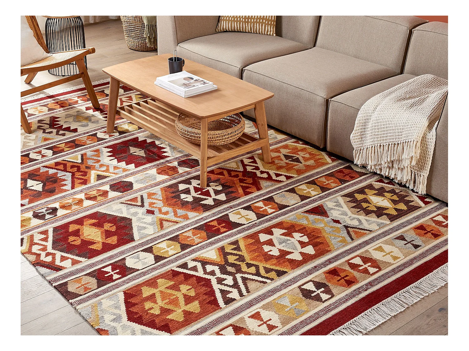 Tapis AYGAVAN Multicolore 200 x 300 cm Laine Kilim