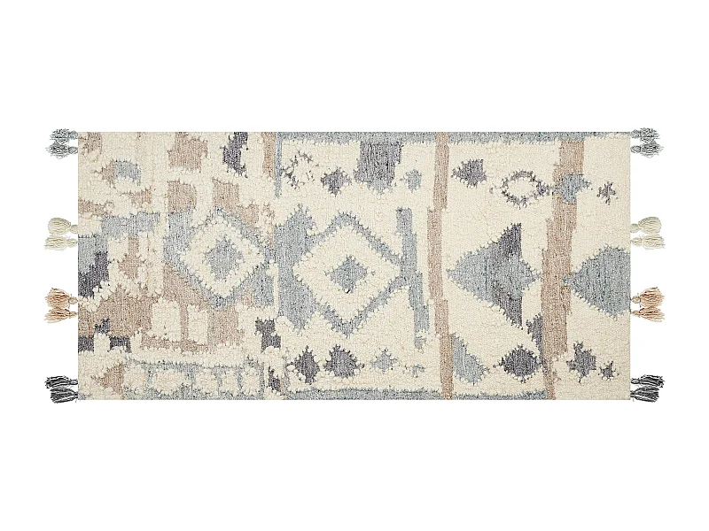 Alfombra kilim de lana beige/gris/marrón 80 x 150 cm MRGAVET