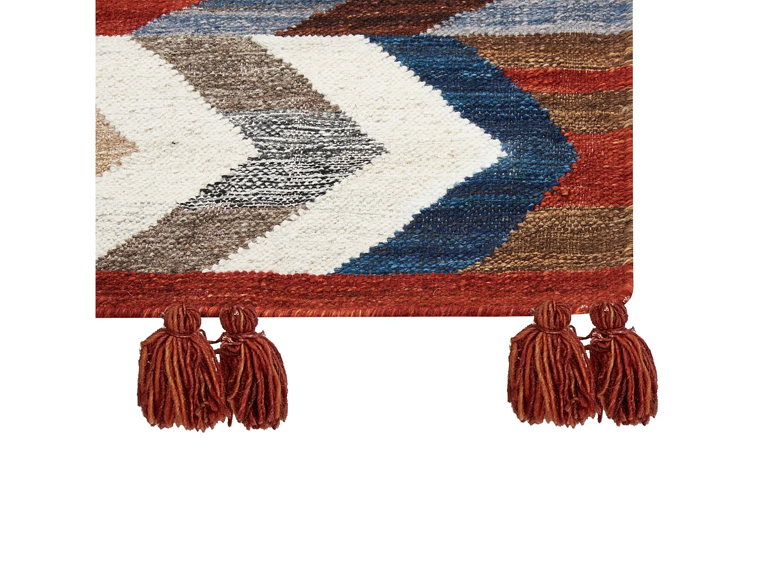 Alfombra kilim de lana rojo/blanco/marrón 200 x 300 cm KANAKERAVAN