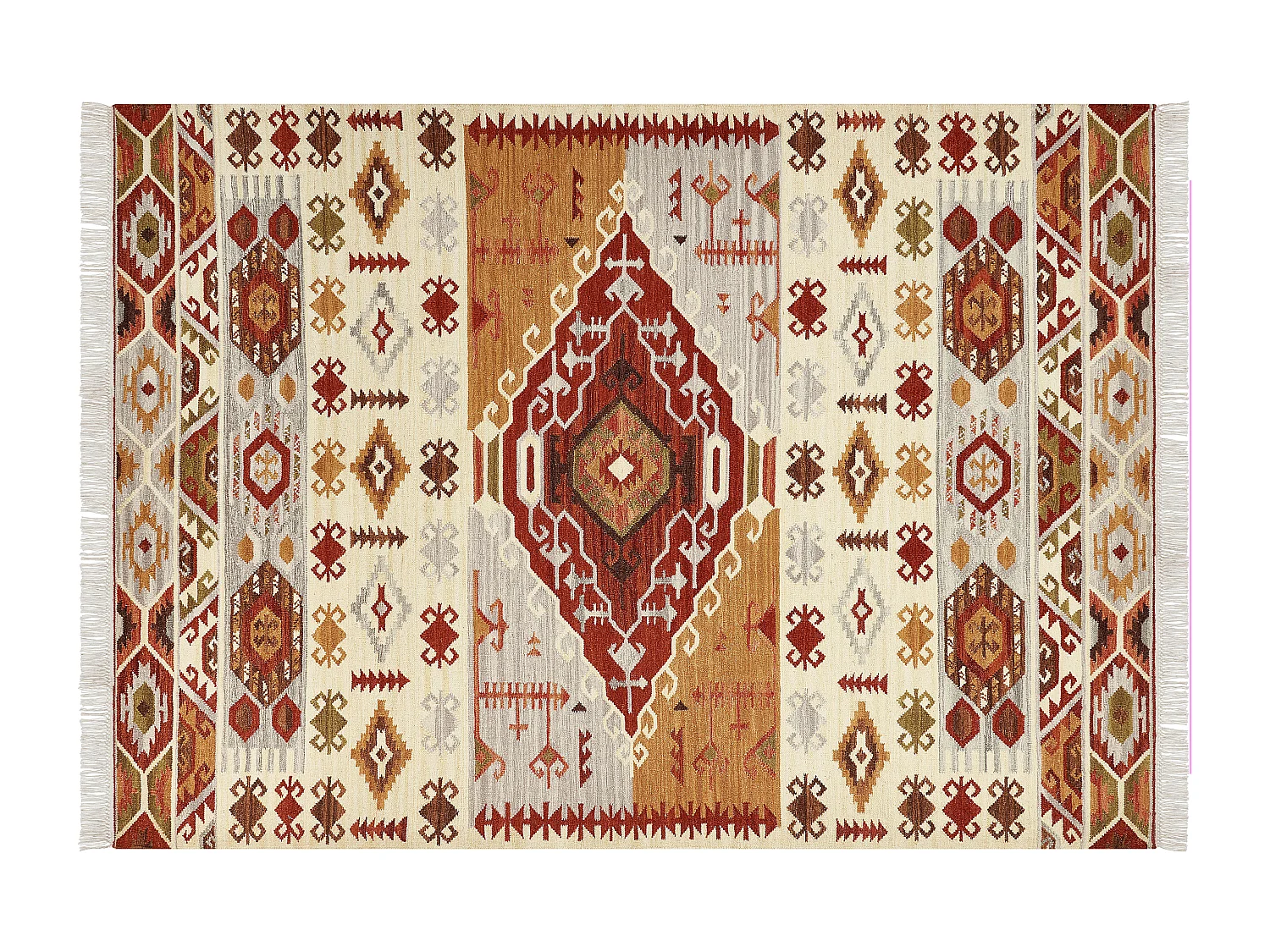 Kelim-Teppich Wolle bunt 200 x 300 cm handgewebt geometrisches Muster Proshyan