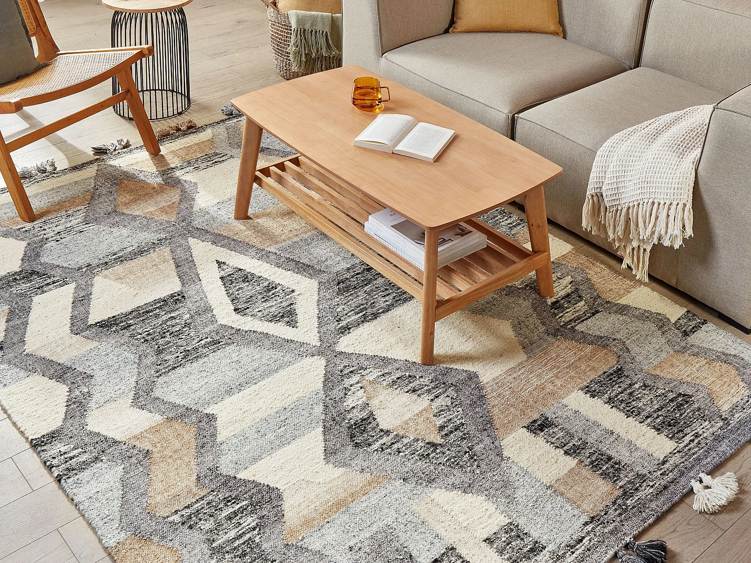 Rug AYGEZARD Multicolour 160 x 230 cm Wool Kilim