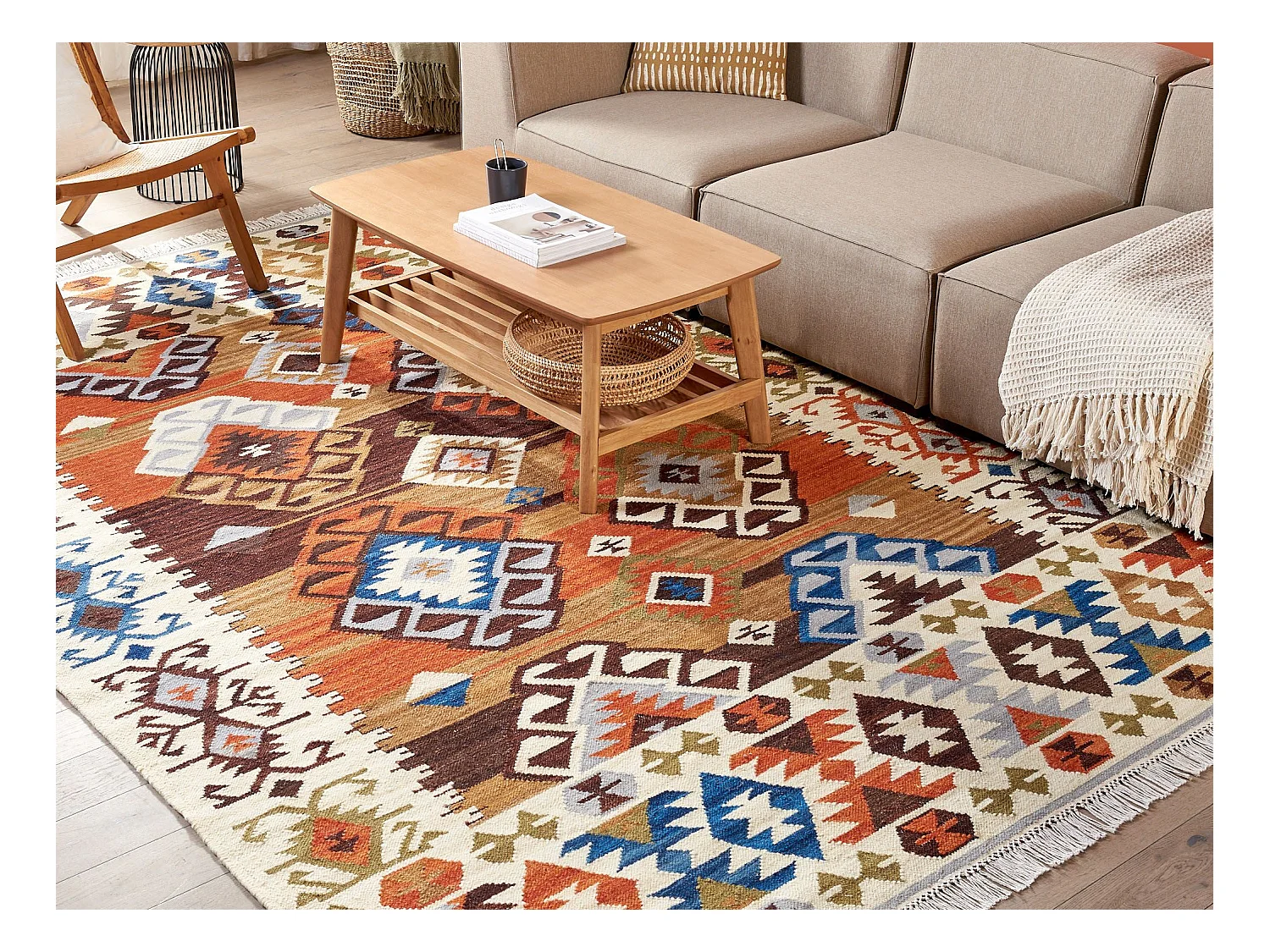Tapis VOSKETAP Multicolore 200 x 300 cm Laine Kilim