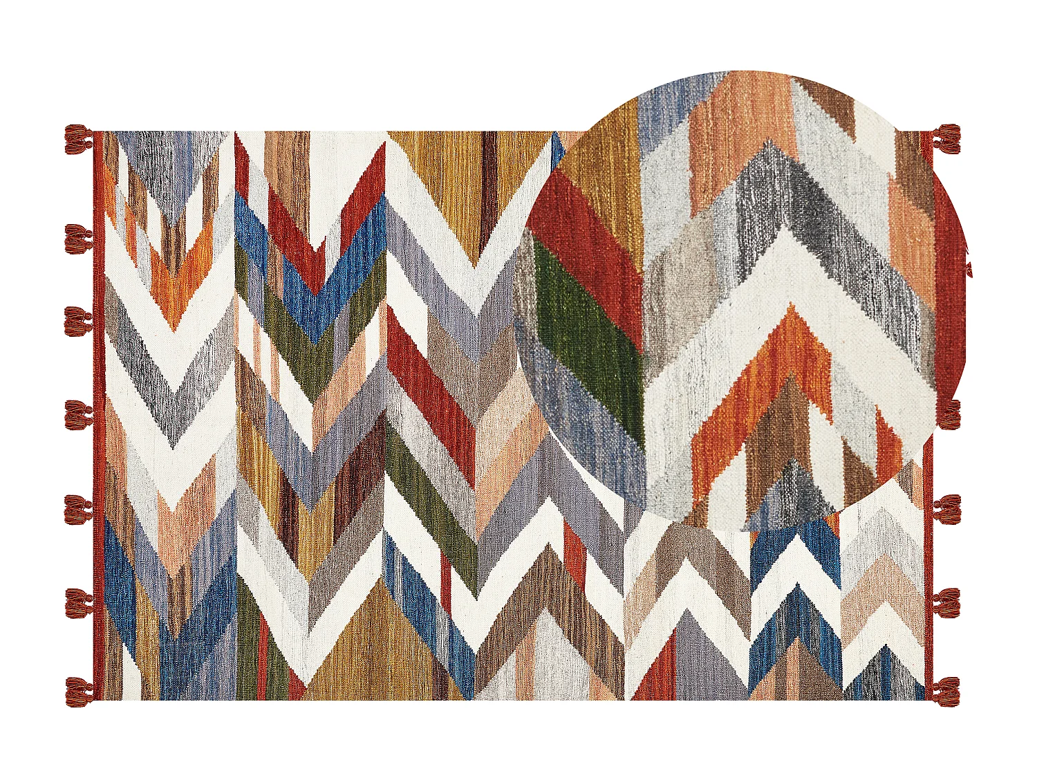 Alfombra kilim de lana rojo/blanco/marrón 160 x 230 cm KANAKERAVAN