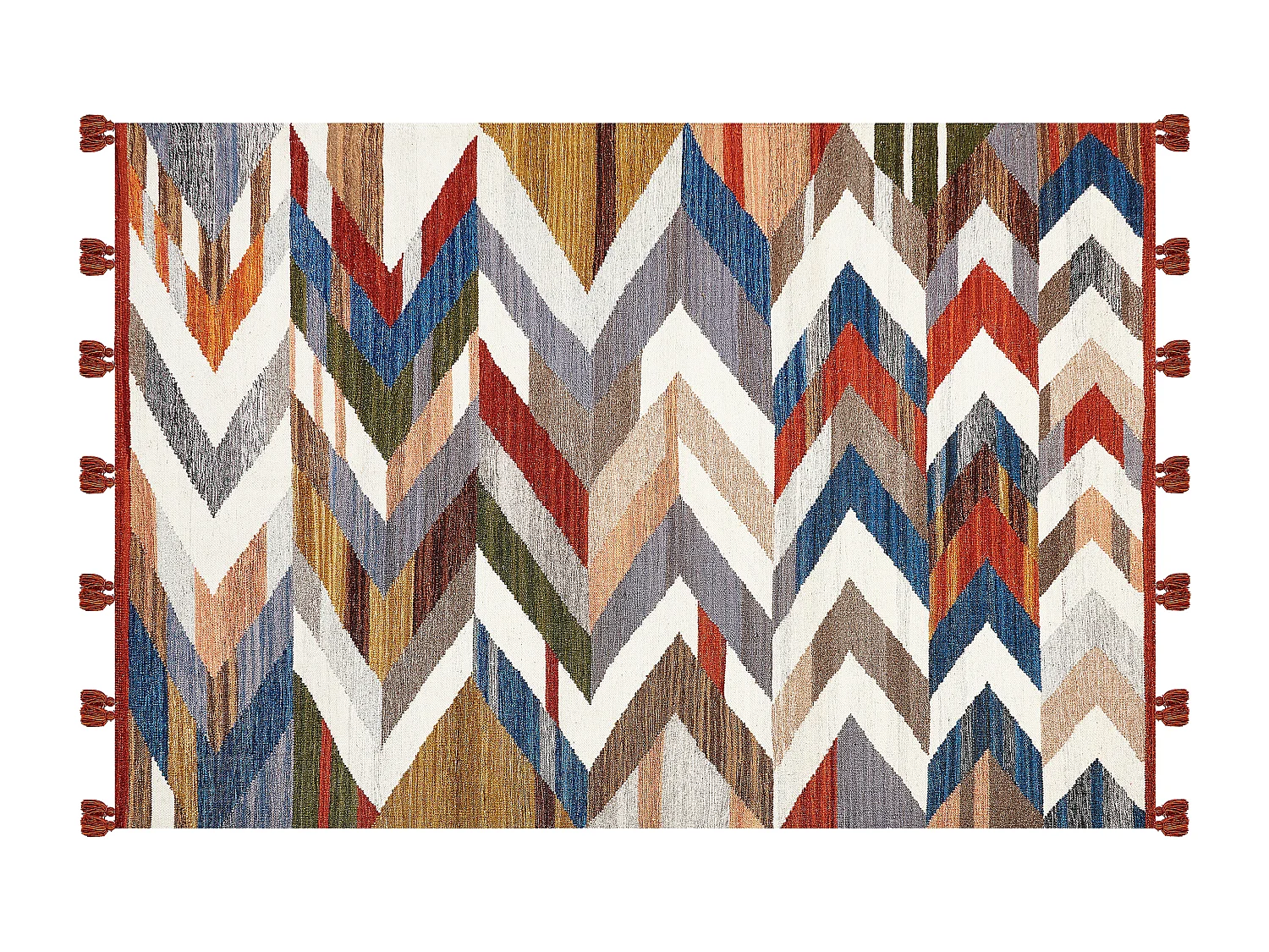 Alfombra kilim de lana rojo/blanco/marrón 160 x 230 cm KANAKERAVAN