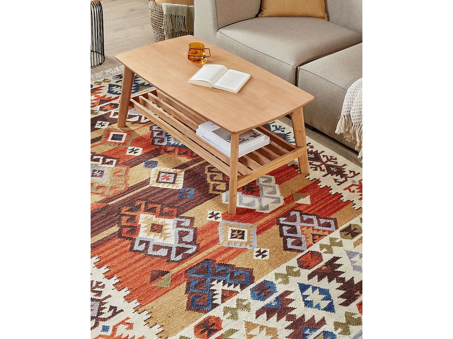 Tapis kilim en laine multicolore 160 x 230 cm VOSKETAP