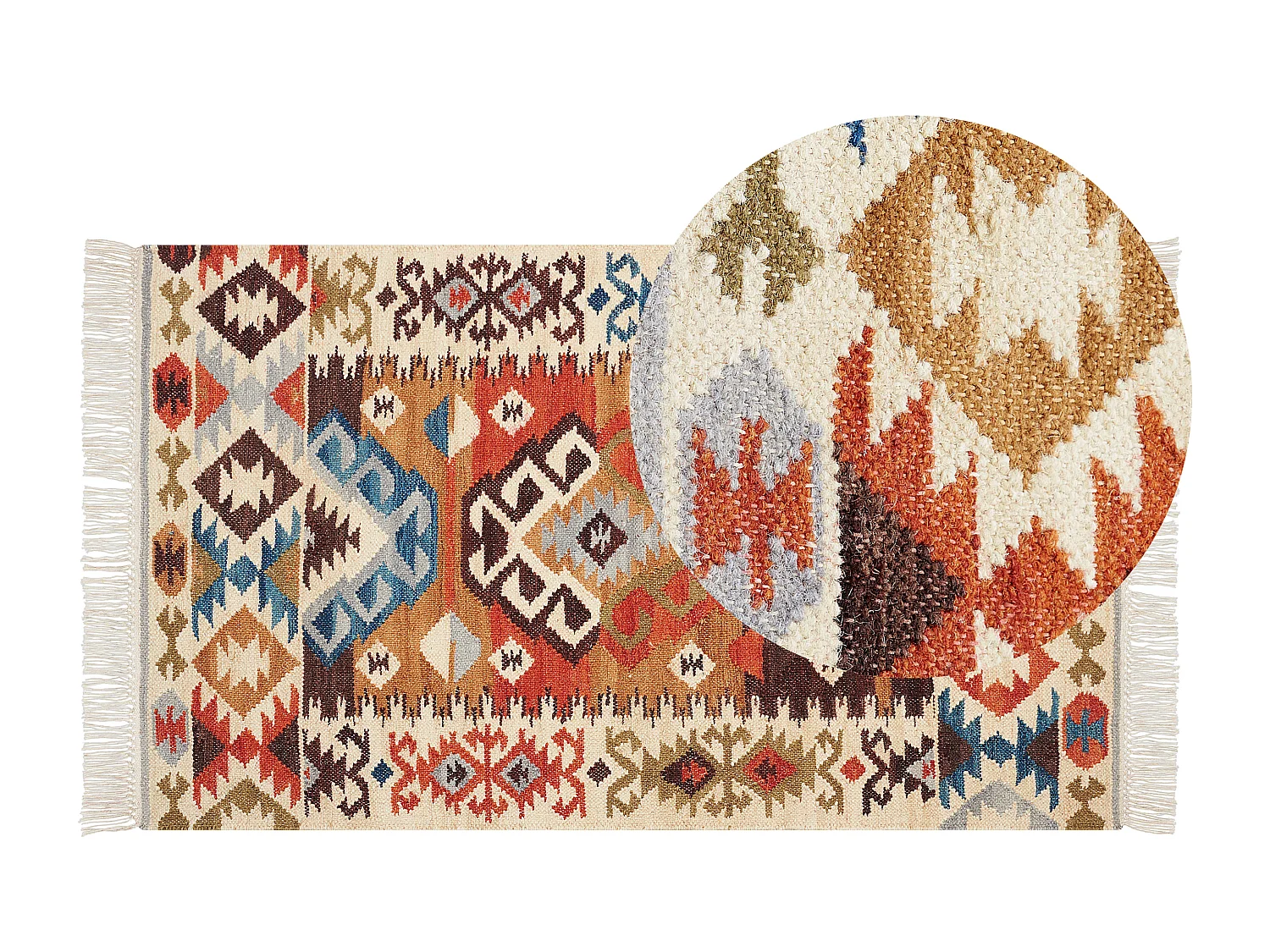 Tapis kilim en laine multicolore 80 x 150 cm VOSKETAP