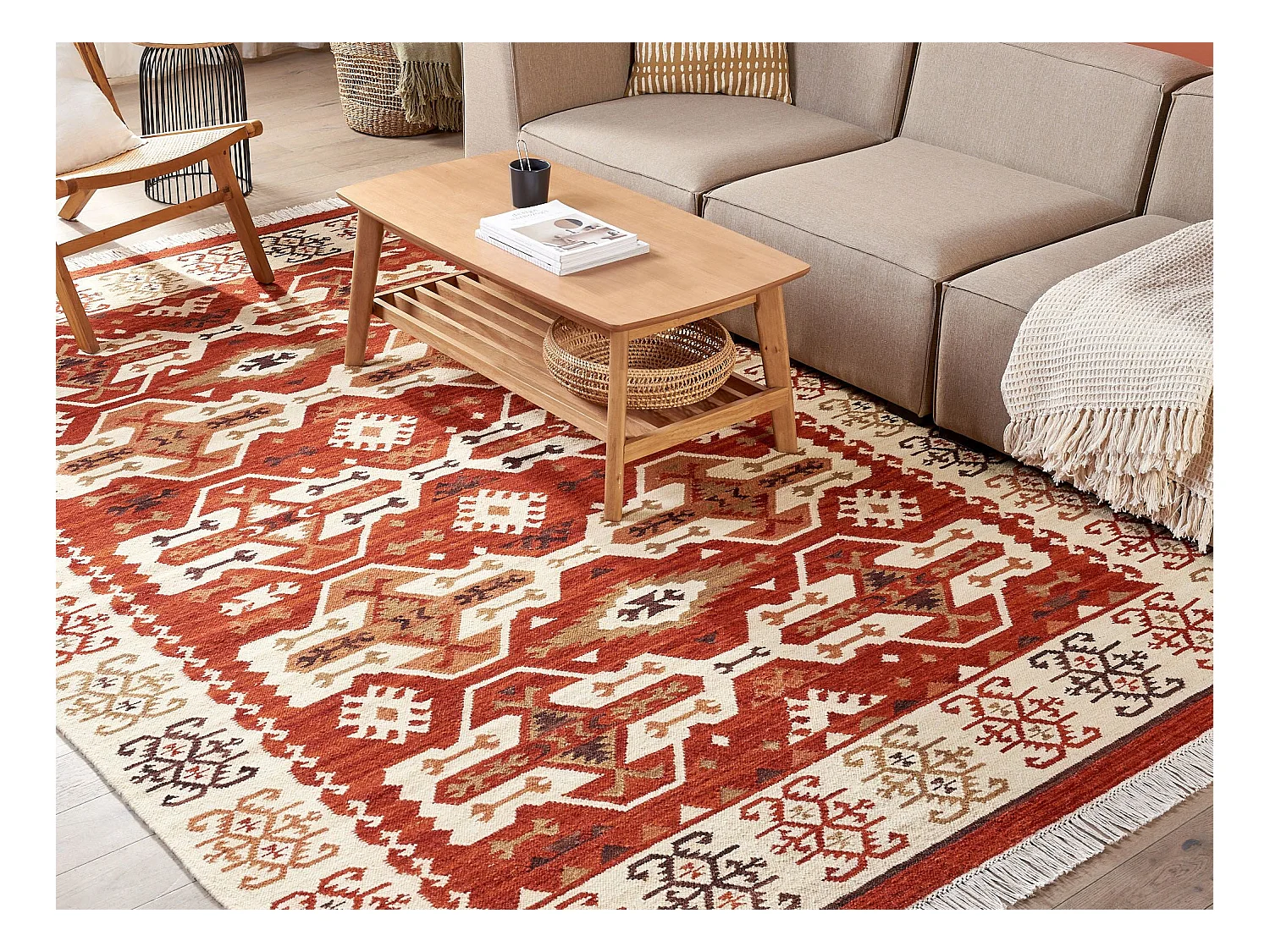Tapis VOSKEVAZ Multicolore 200 x 300 cm Laine Kilim