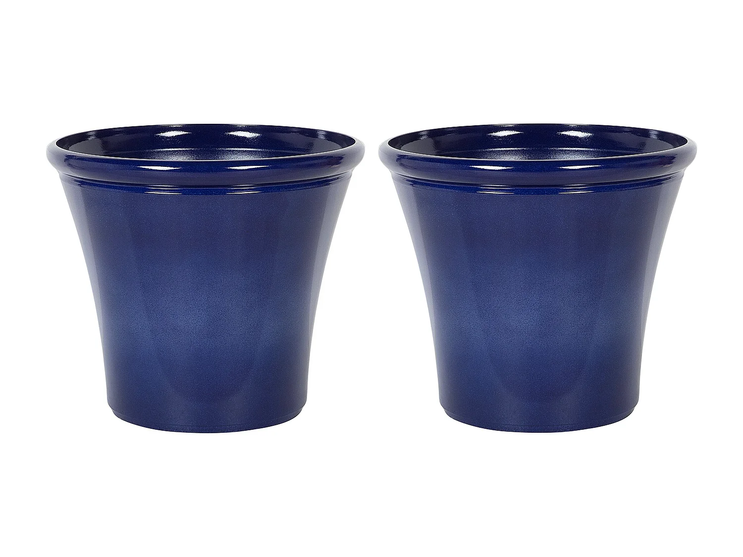 Blumentopf Lehm / Glasfaser blau 2er Set rund ⌀ 50 cm Outdoor Modern Kokkino