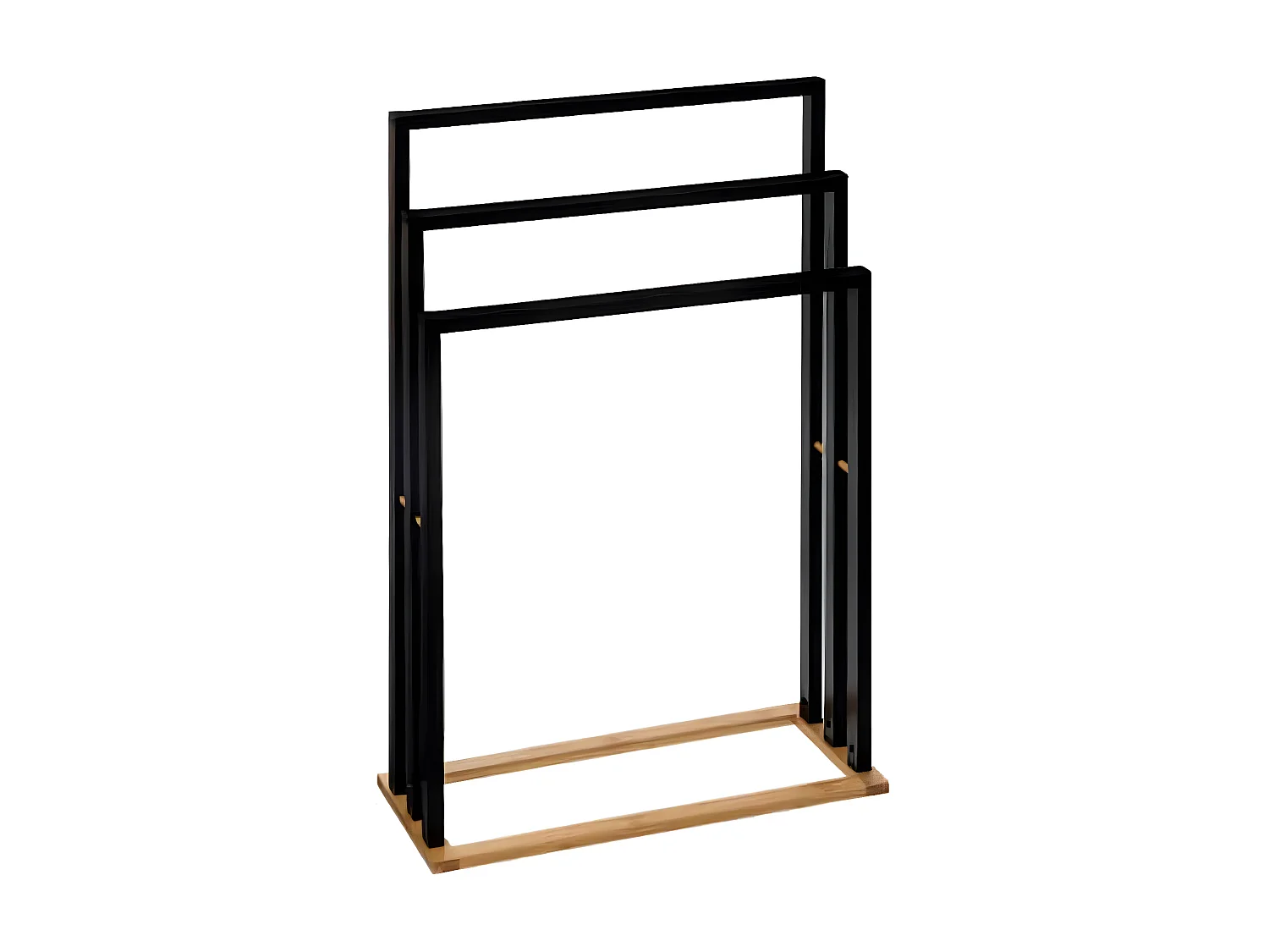 Seche serviettes avec 3 barres coloris noir/Naturel  - Longueur 55 x profondeur 24 x hauteur 82 cm
