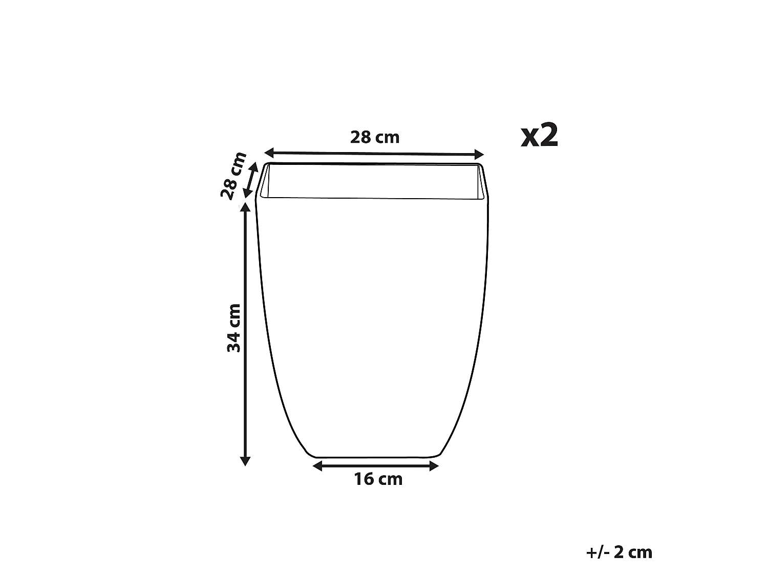 Conjunto de 2 vasos para plantas MIRO Pedra 28 cm Branco
