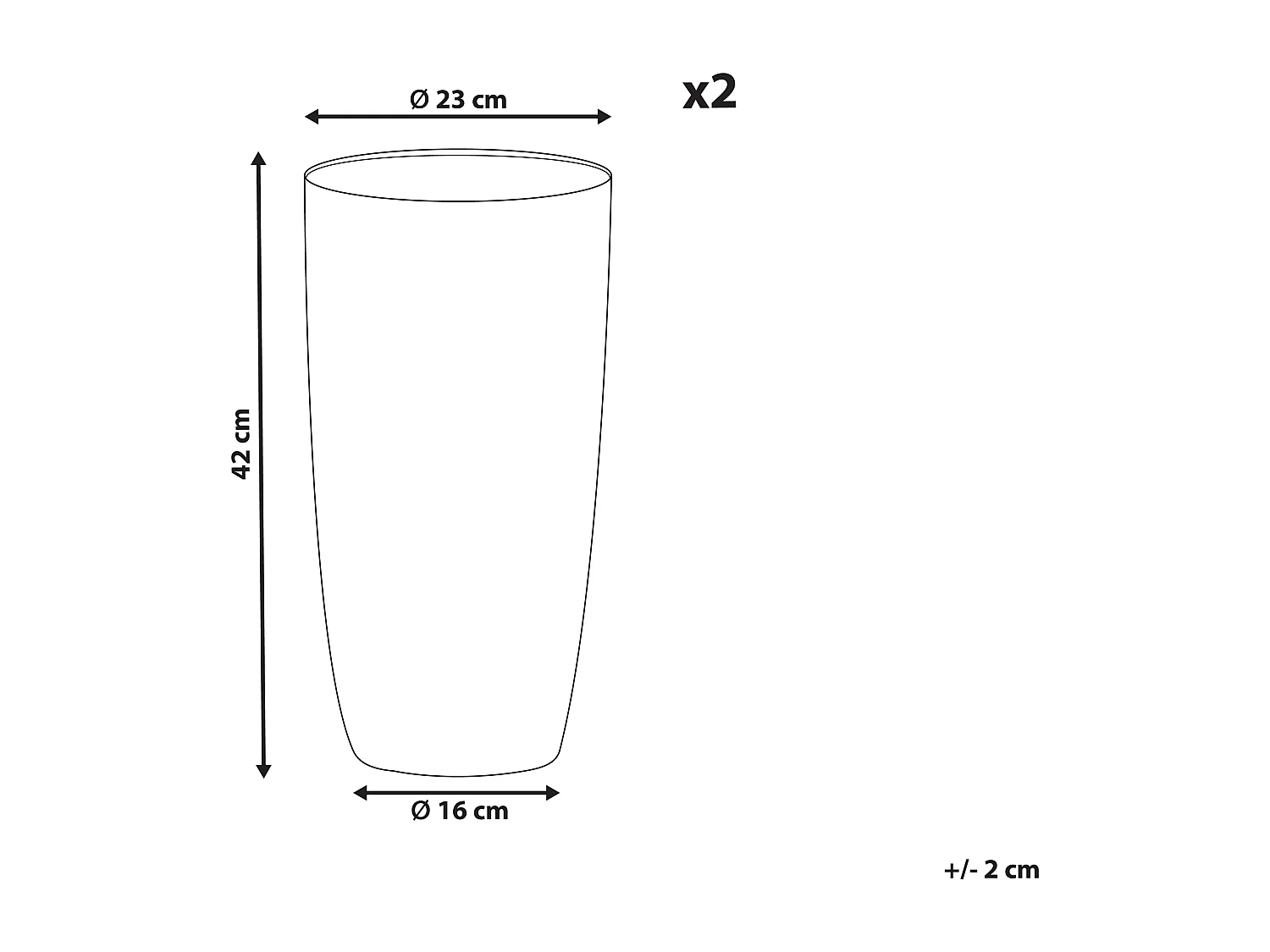 Conjunto de 2 vasos para plantas ABDERA Pedra 23 cm Creme claro