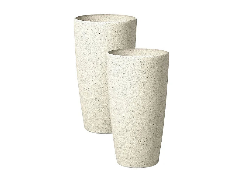 Set van 2 bloempotten ABDERA Steen 23 cm Lichtbeige