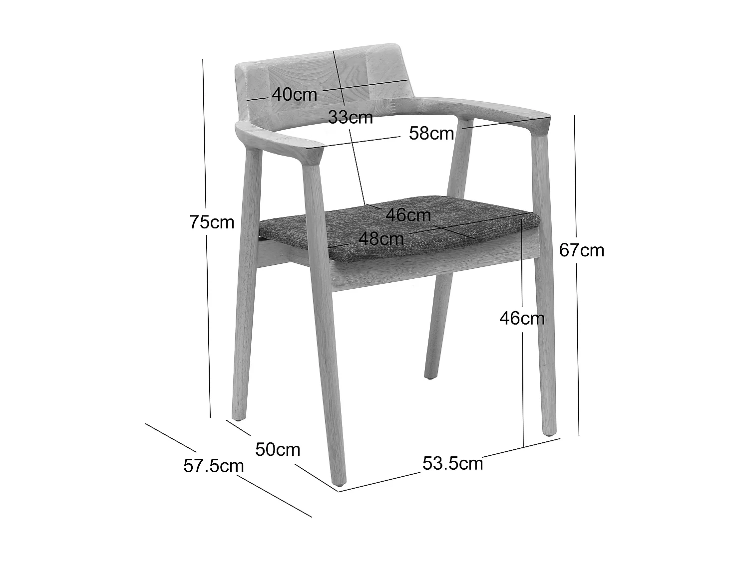 Lot de 2 chaises en bois massif et bouclettes blanches