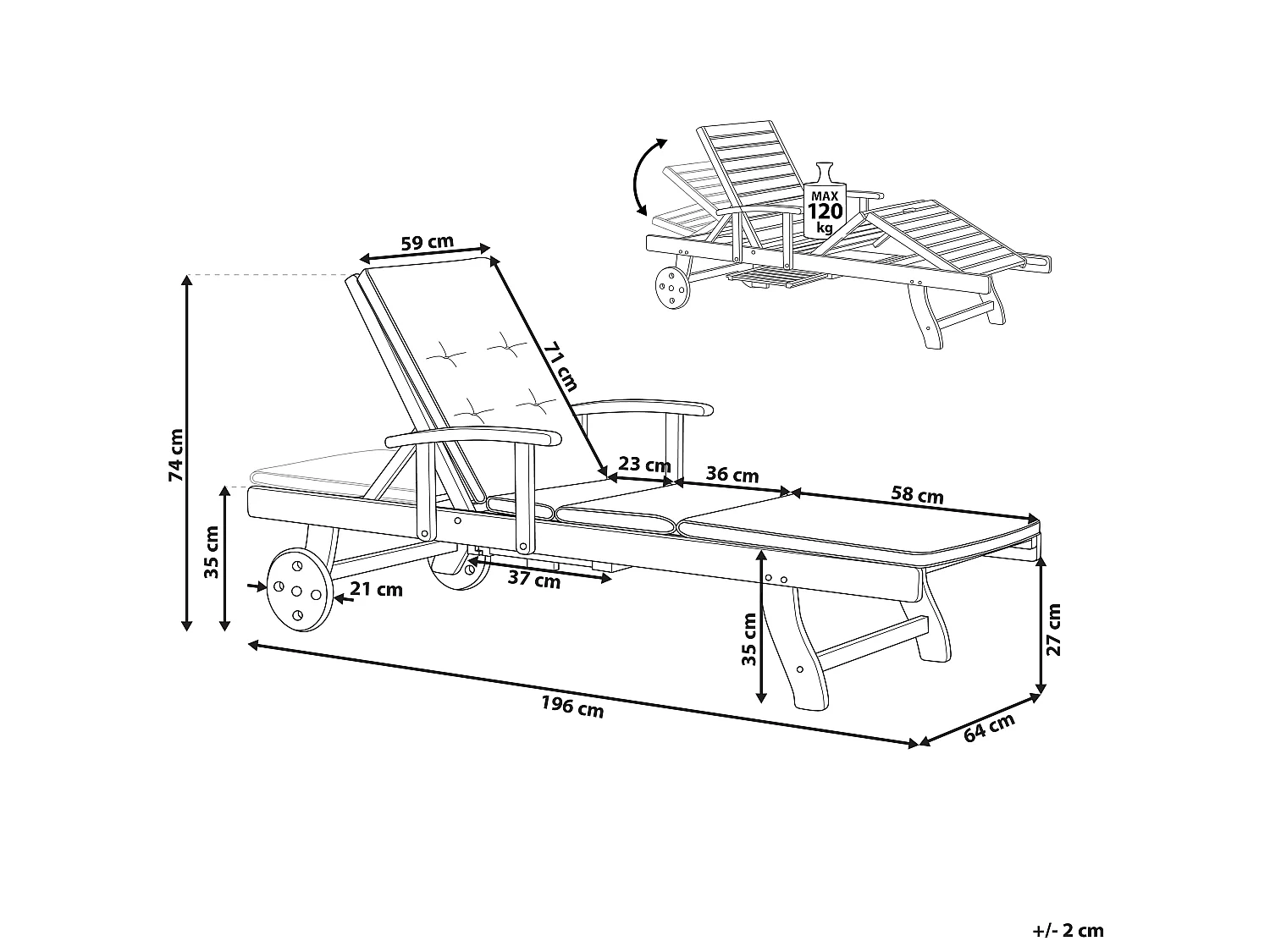 Transat avec coussin TOSCANA Acacia Bleu foncé