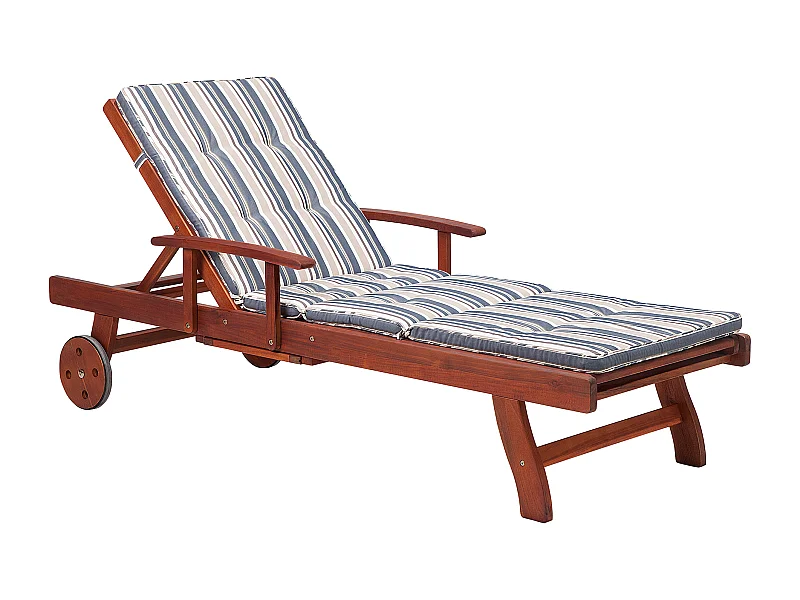 Sonnenliege mit Kissen TOSCANA Akazienholz Dunkelblau