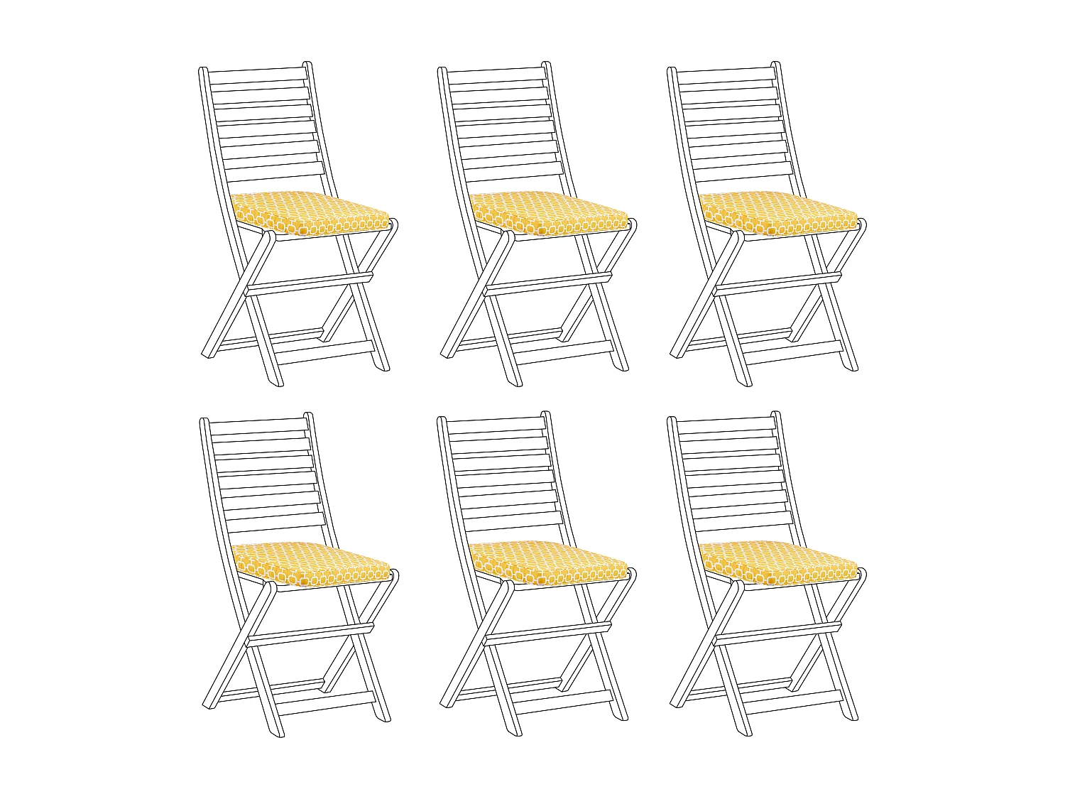 Outdoor-Sitzkissen 6er Set gelb / weiß geometrisches Motiv für Gartenstuhl Tolve