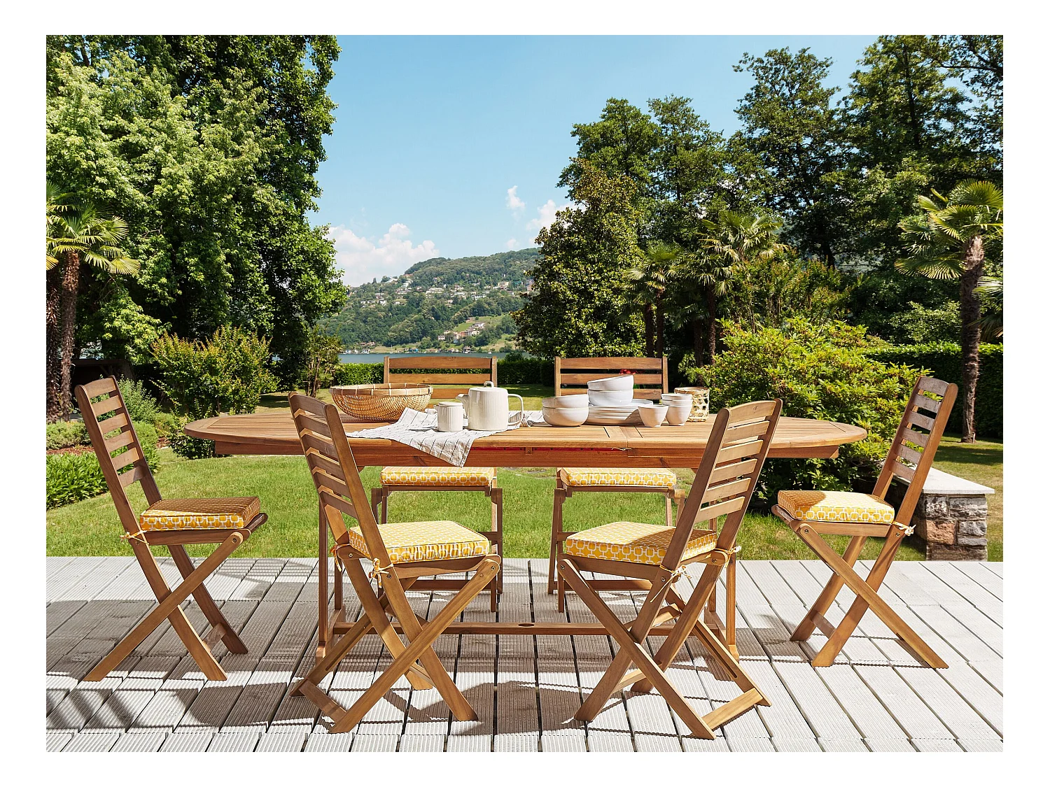 Conjunto de 6 cojines para sillas de jardín TOLVE 39 x 31 cm Amarillo