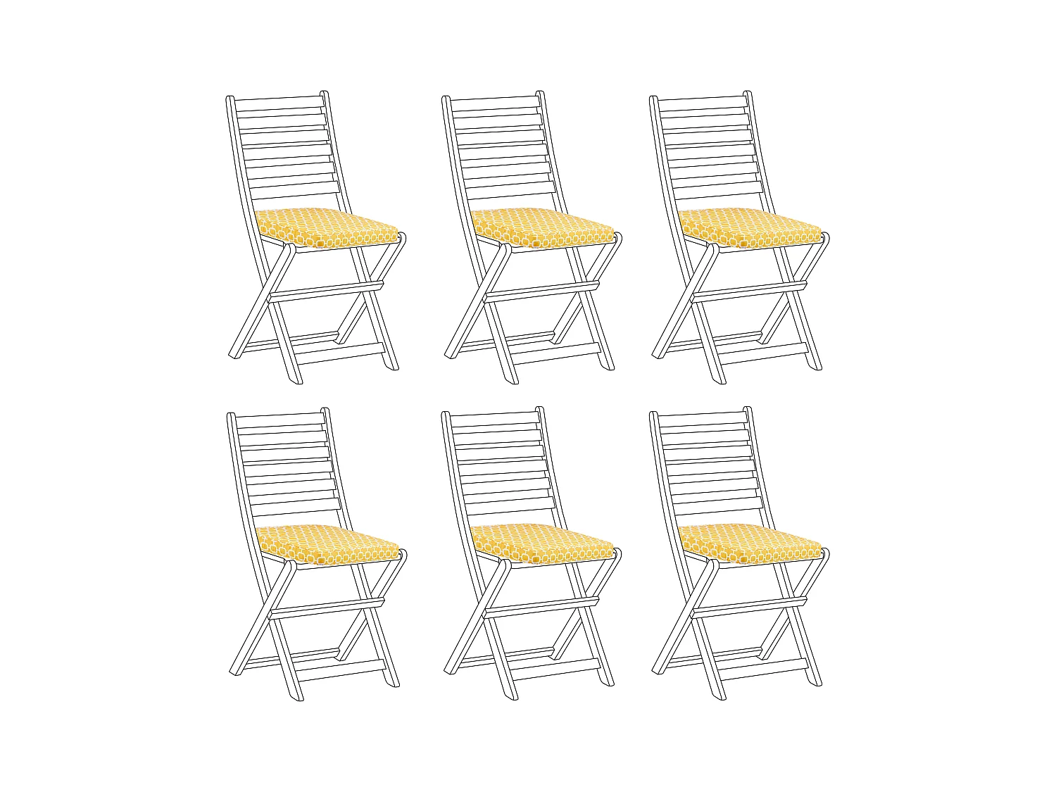 Conjunto de 6 cojines para sillas de jardín TOLVE 39 x 31 cm Amarillo