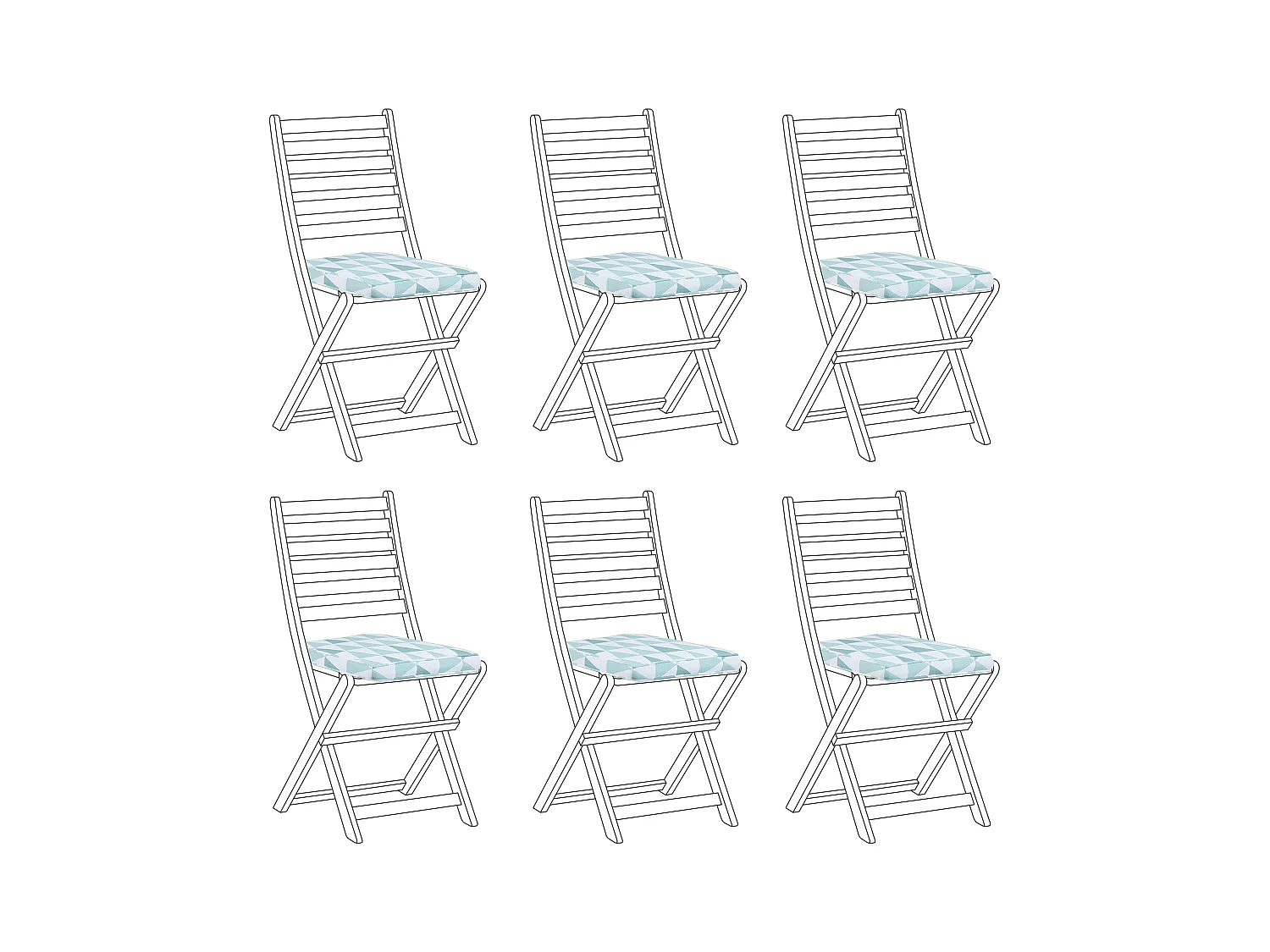 Outdoor-Sitzkissen 6er Set blau / weiß geometrisches Motiv für Gartenstuhl Tolve