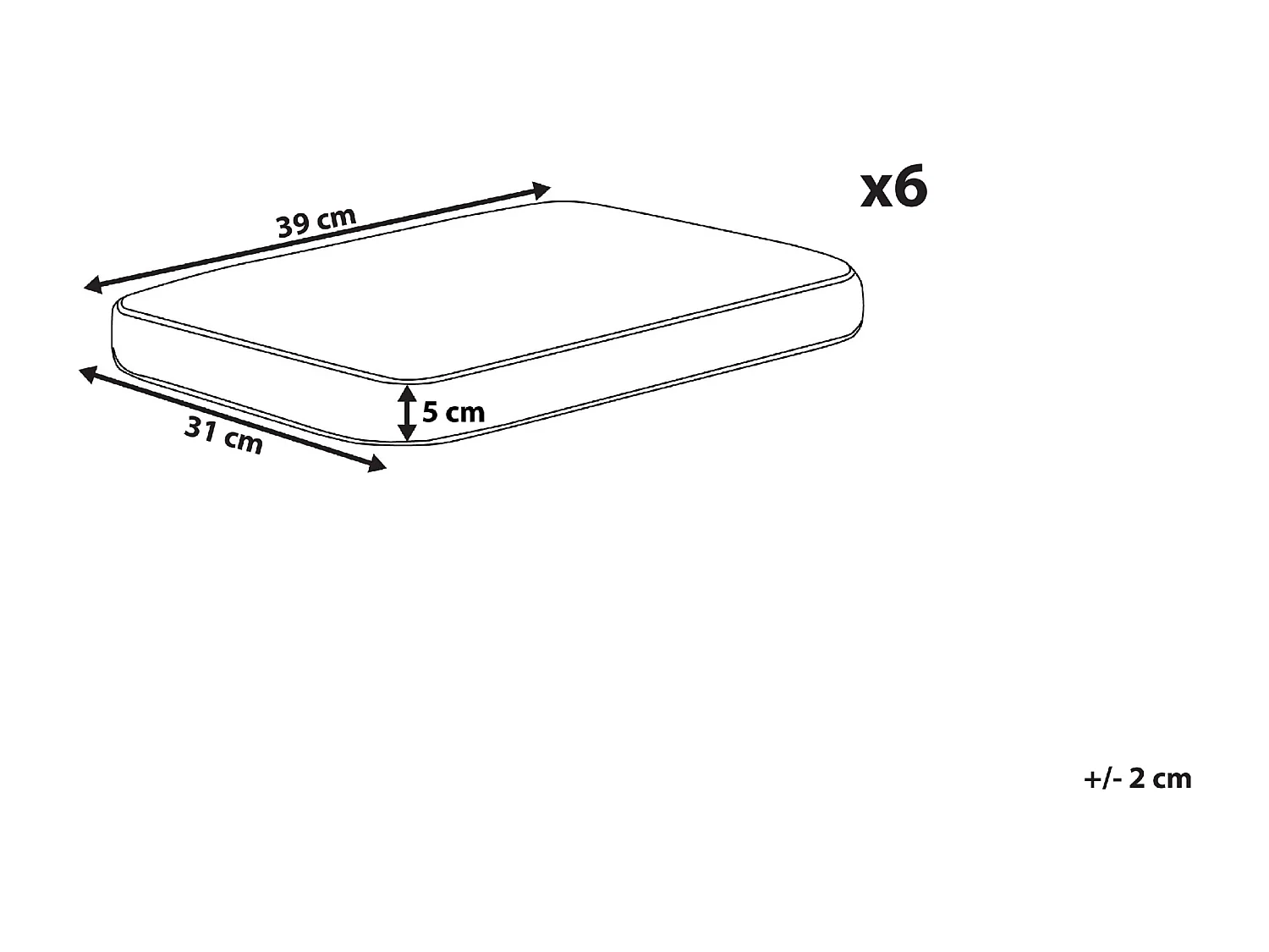 Conjunto de 6 cojines para sillas de jardín TOLVE 39 x 31 cm Azul claro