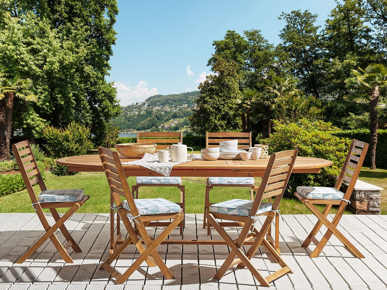 Lot de 6 coussins pour chaises de jardin TOLVE 39 x 31 cm Bleu clair