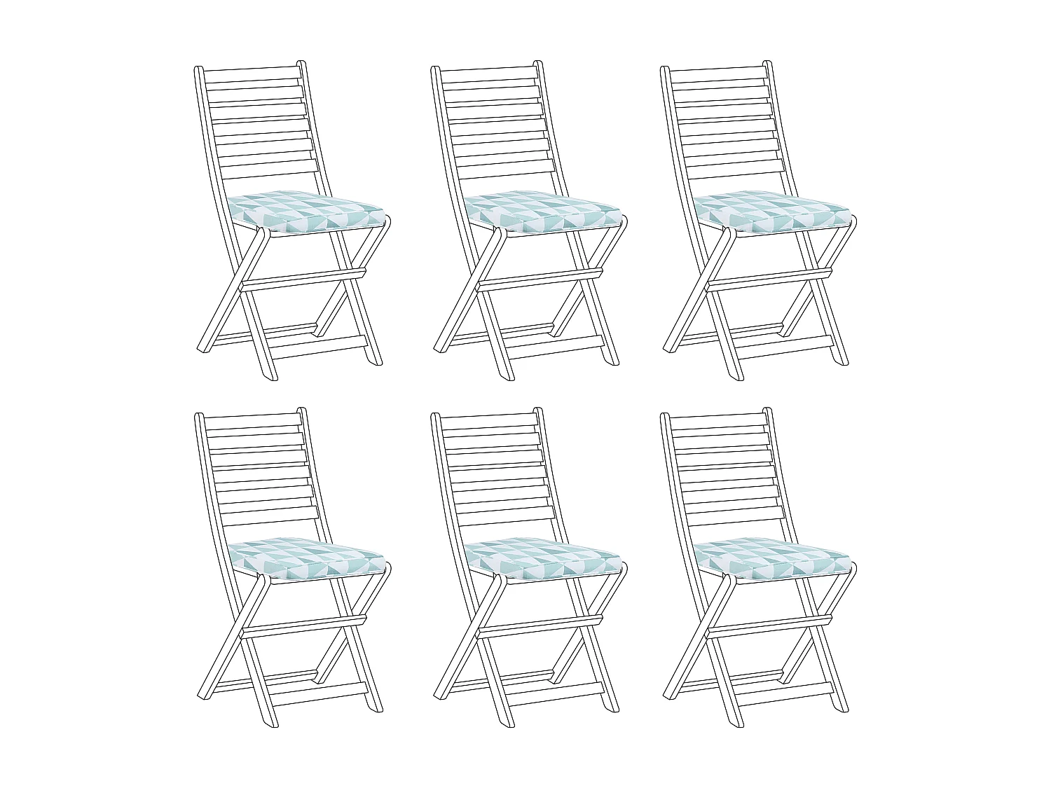 Lot de 6 coussins pour chaises de jardin TOLVE 39 x 31 cm Bleu clair