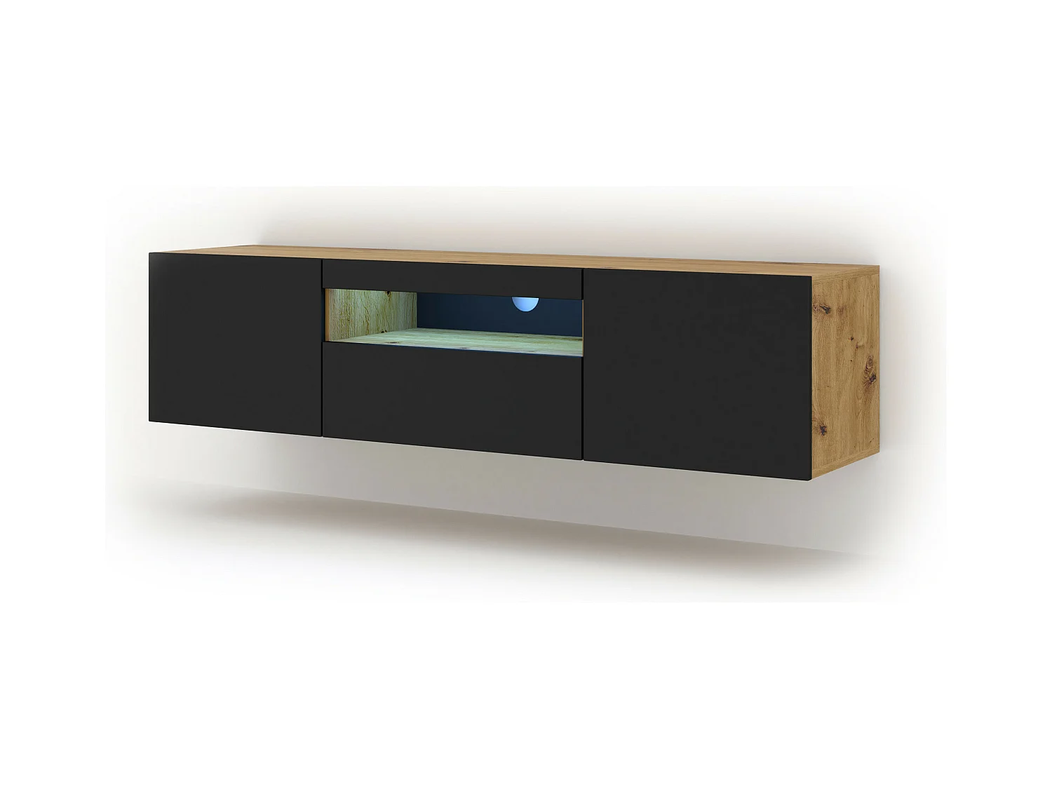 Table de télévision AURA LED 150x37x42 Crème & Noir