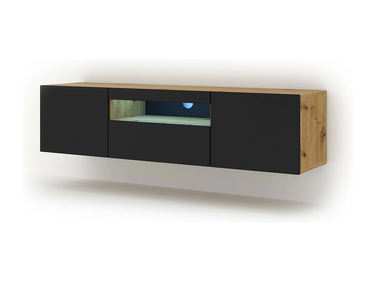 Table de télévision AURA LED 150x37x42 Crème & Noir