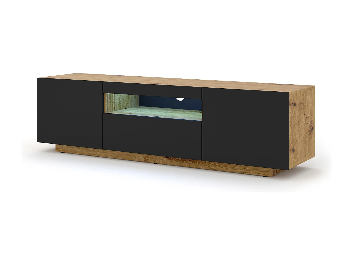 Table de télévision AURA LED 150x37x42 Crème & Noir