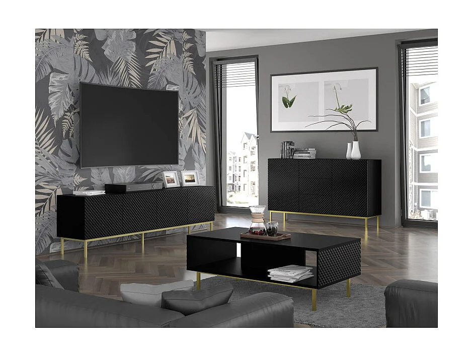 Table de télévision RavennaC 150x42x56 Noir