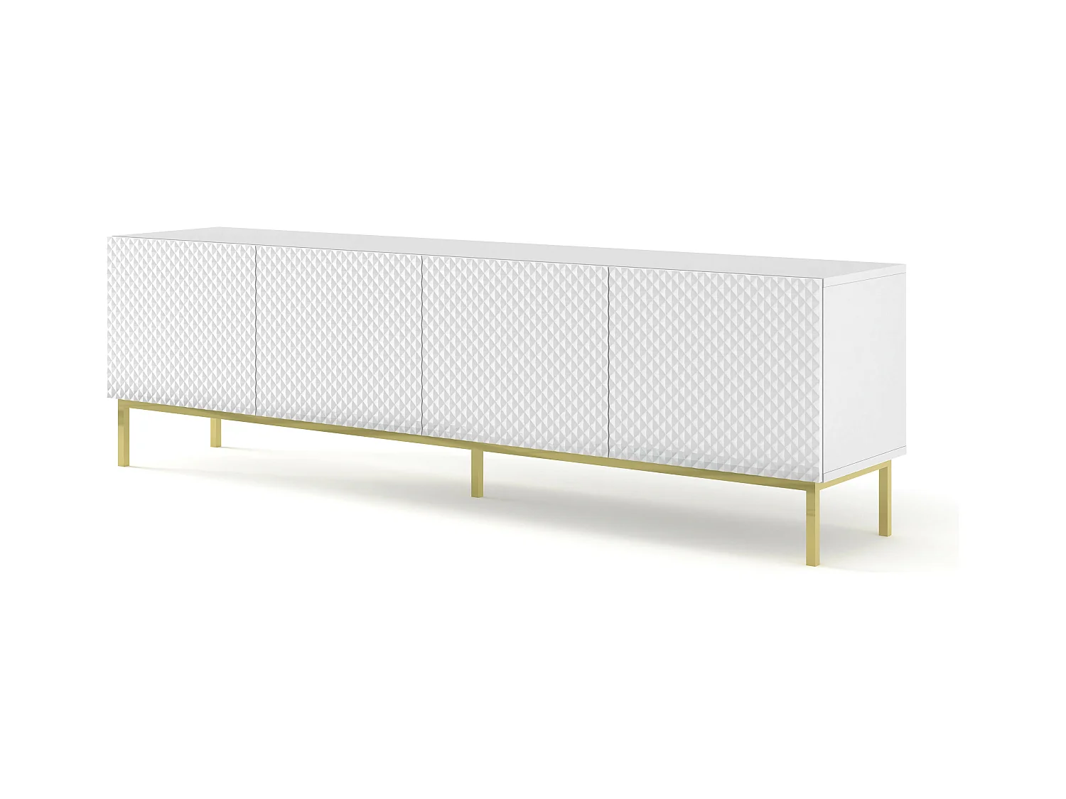 Fernsehtisch RavennaC 200x42x58 Weiß & Golden