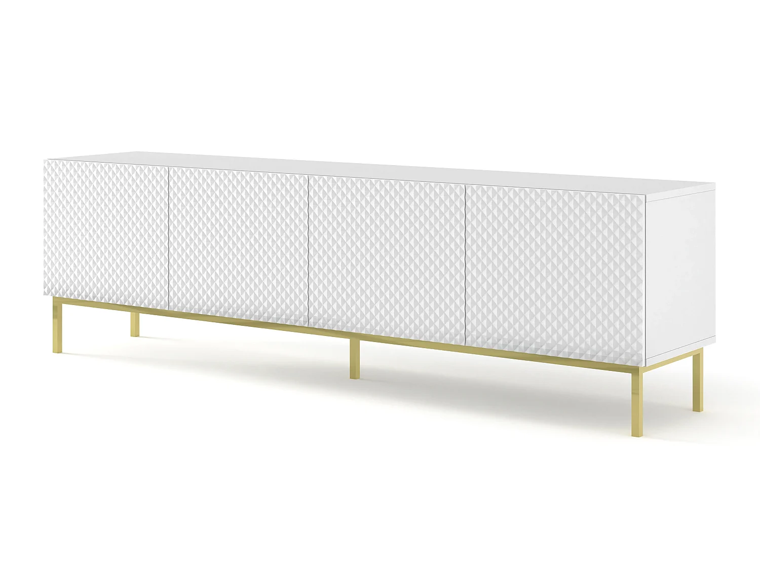 Fernsehtisch RavennaC 200x42x58 Weiß & Golden