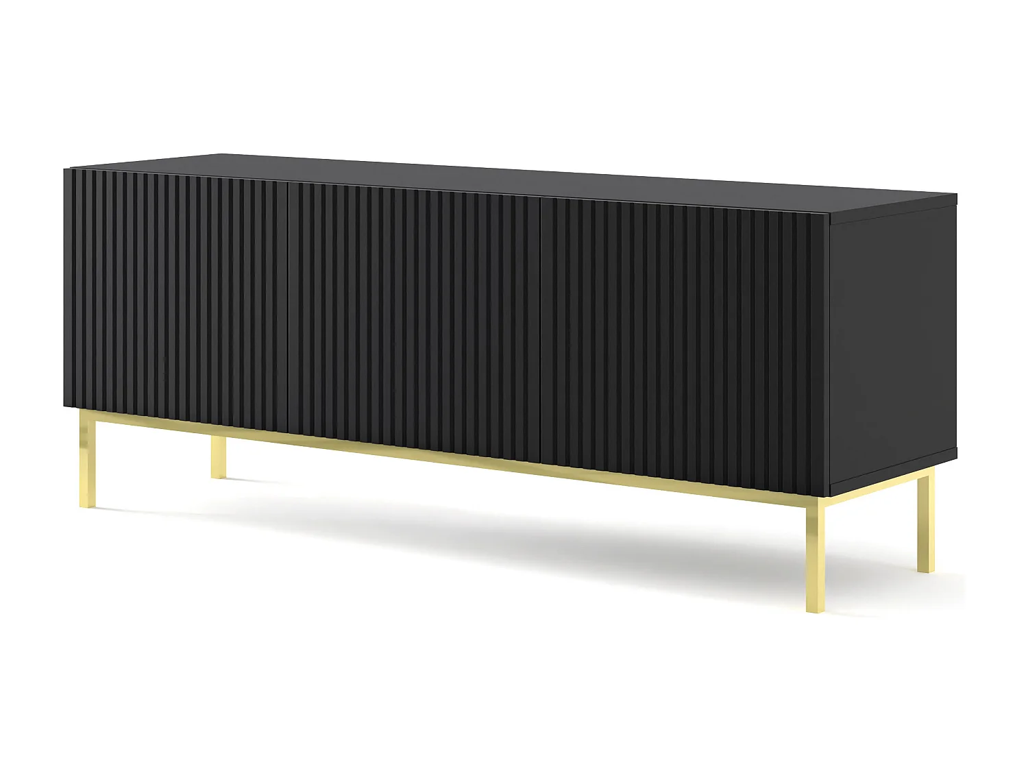 Table de télévision RavennaB 150x42x58 Noir & Doré