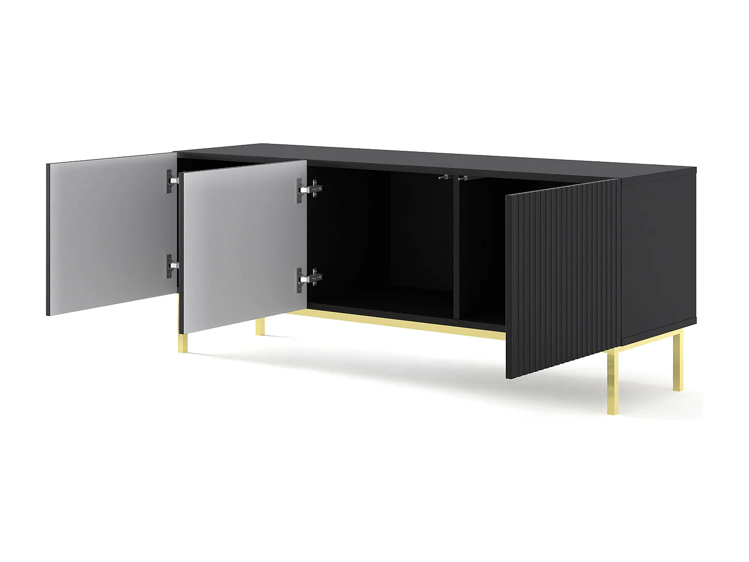 Table de télévision RavennaB 150x42x58 Noir & Doré