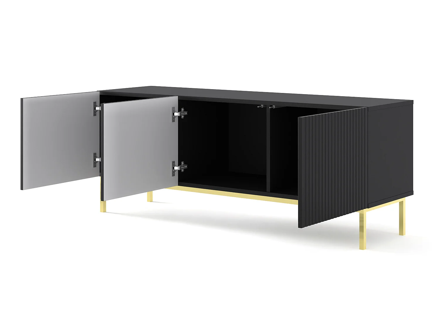 Table de télévision RavennaB 150x42x58 Noir & Doré
